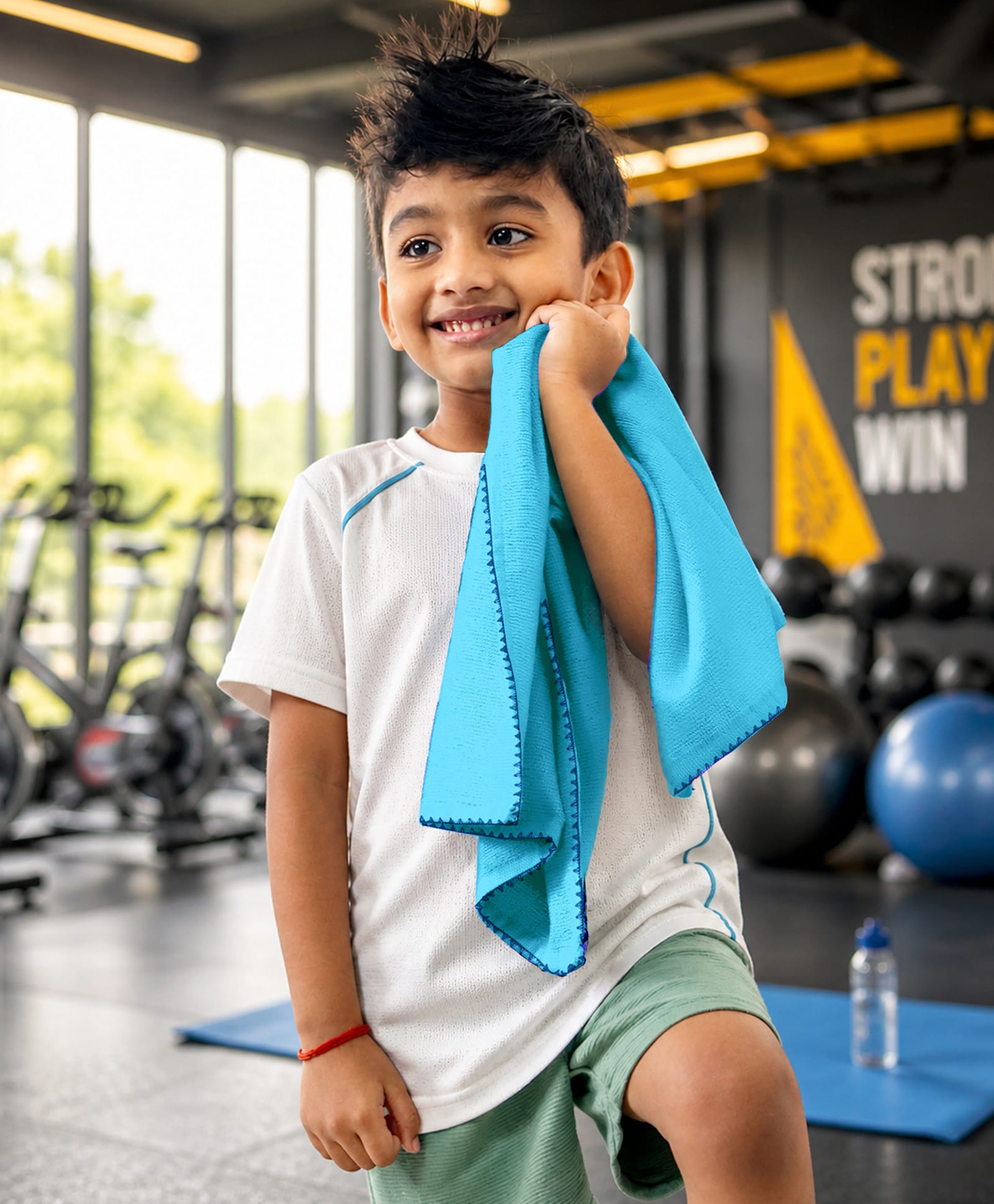 Mumma's Touch Bamboo Fibre Woven Solid Sports Towel - Aqua-image-28