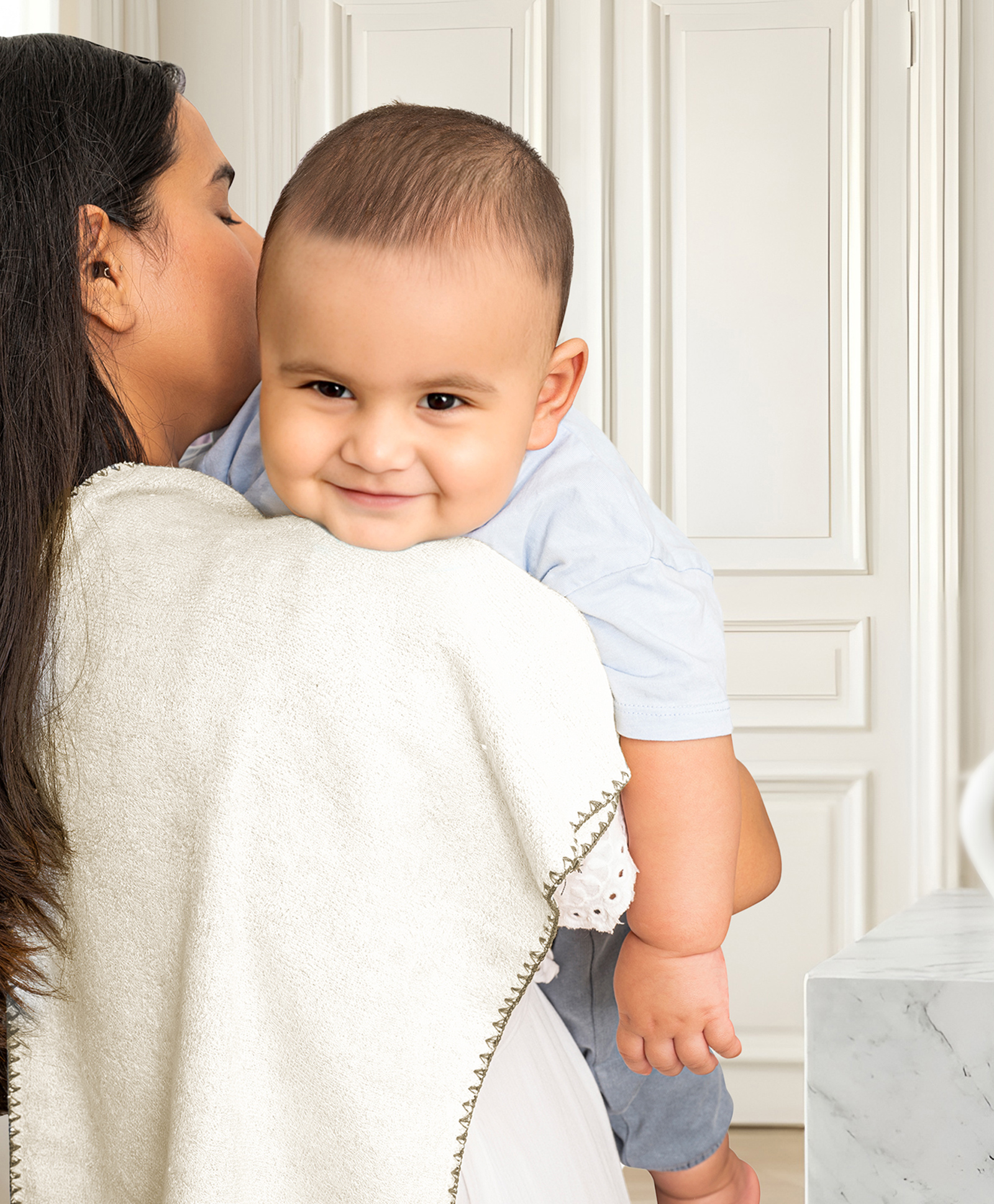 Mumma's Touch Bamboo Fibre Woven Solid Baby Burp Towel - White-picture-13