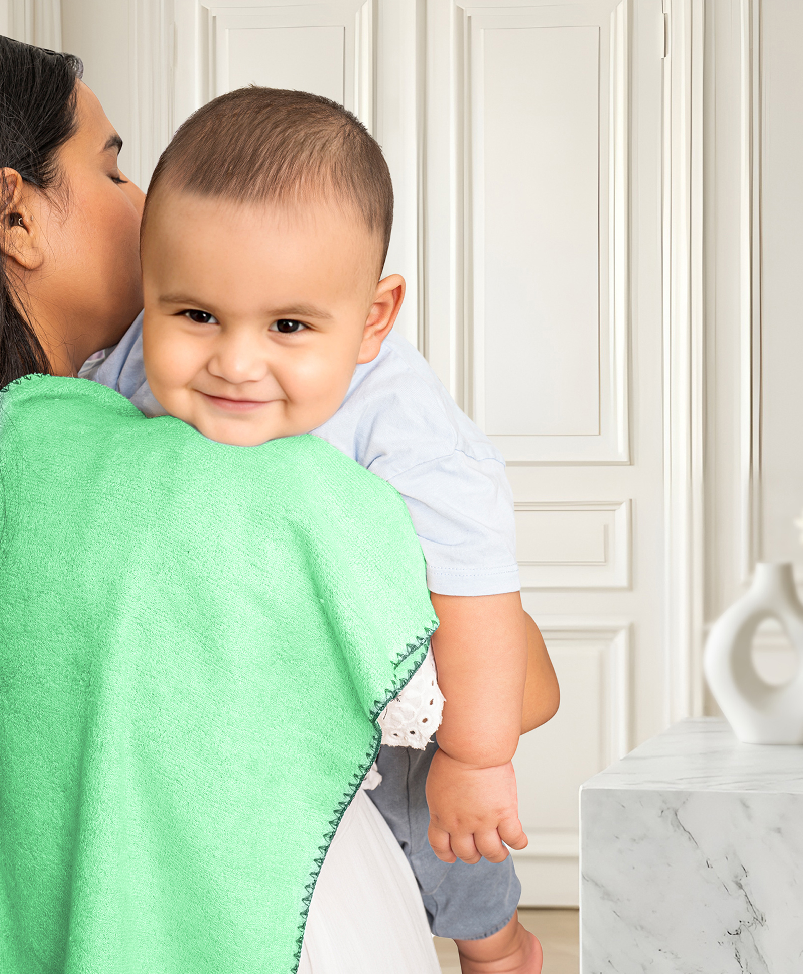 Mumma's Touch Bamboo Fibre Woven Solid Baby Burp Towel - Green-image-14