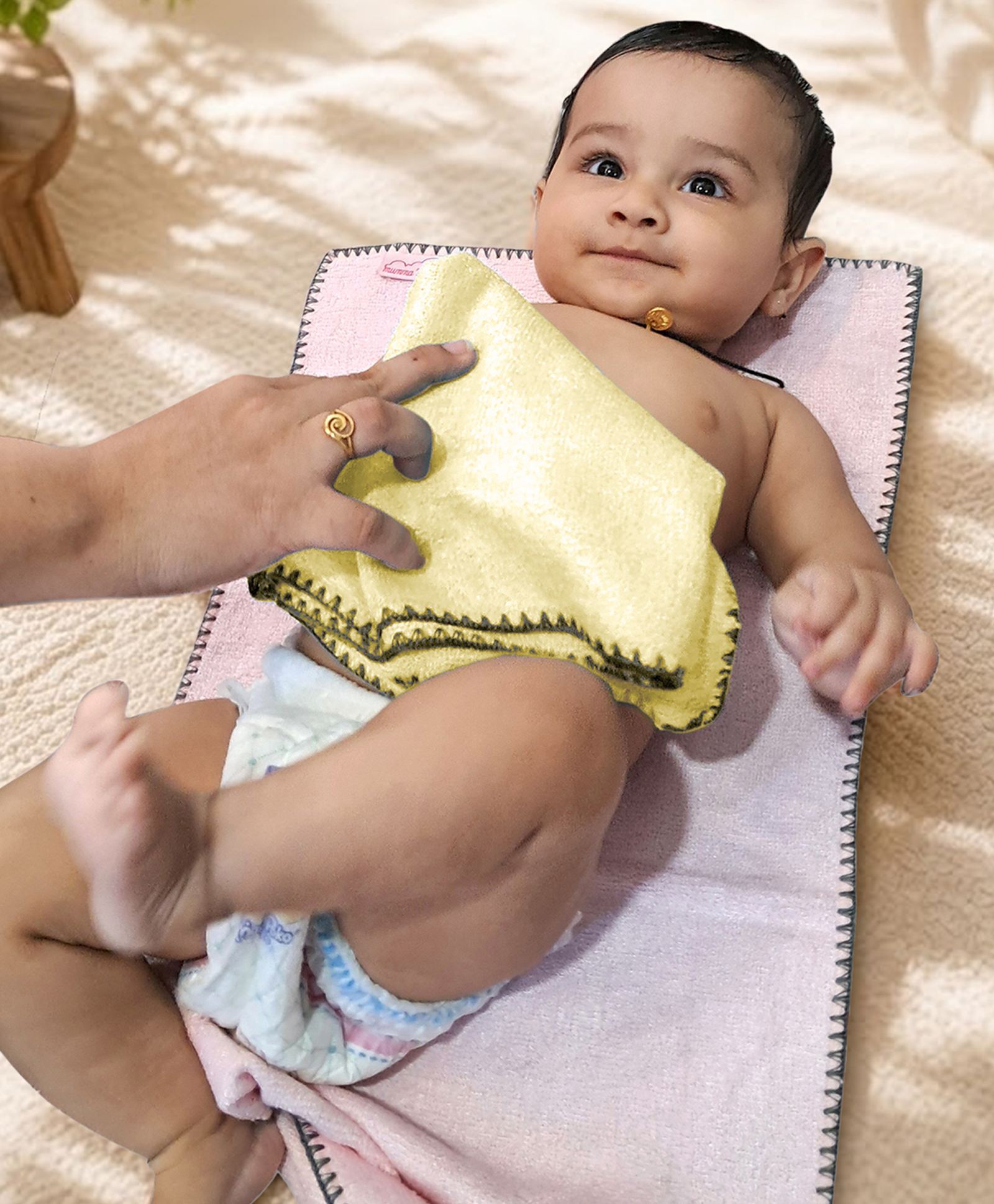 Mumma's Touch Bamboo Fibre Woven Solid Sponging Towel - Yellow-picture-19
