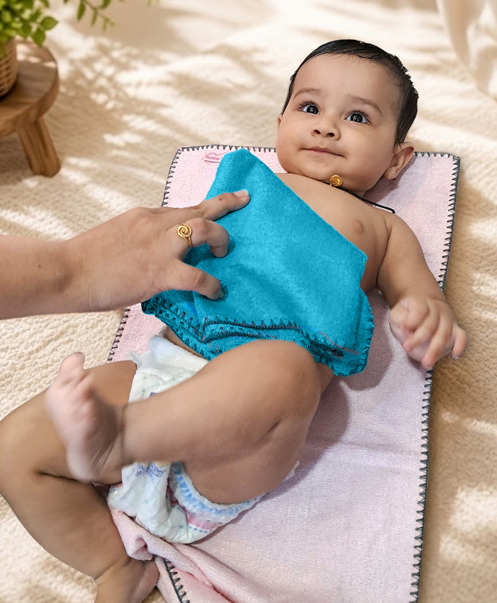 Mumma's Touch Bamboo Fibre Woven Solid Sponging Towel - Aqua-picture-23
