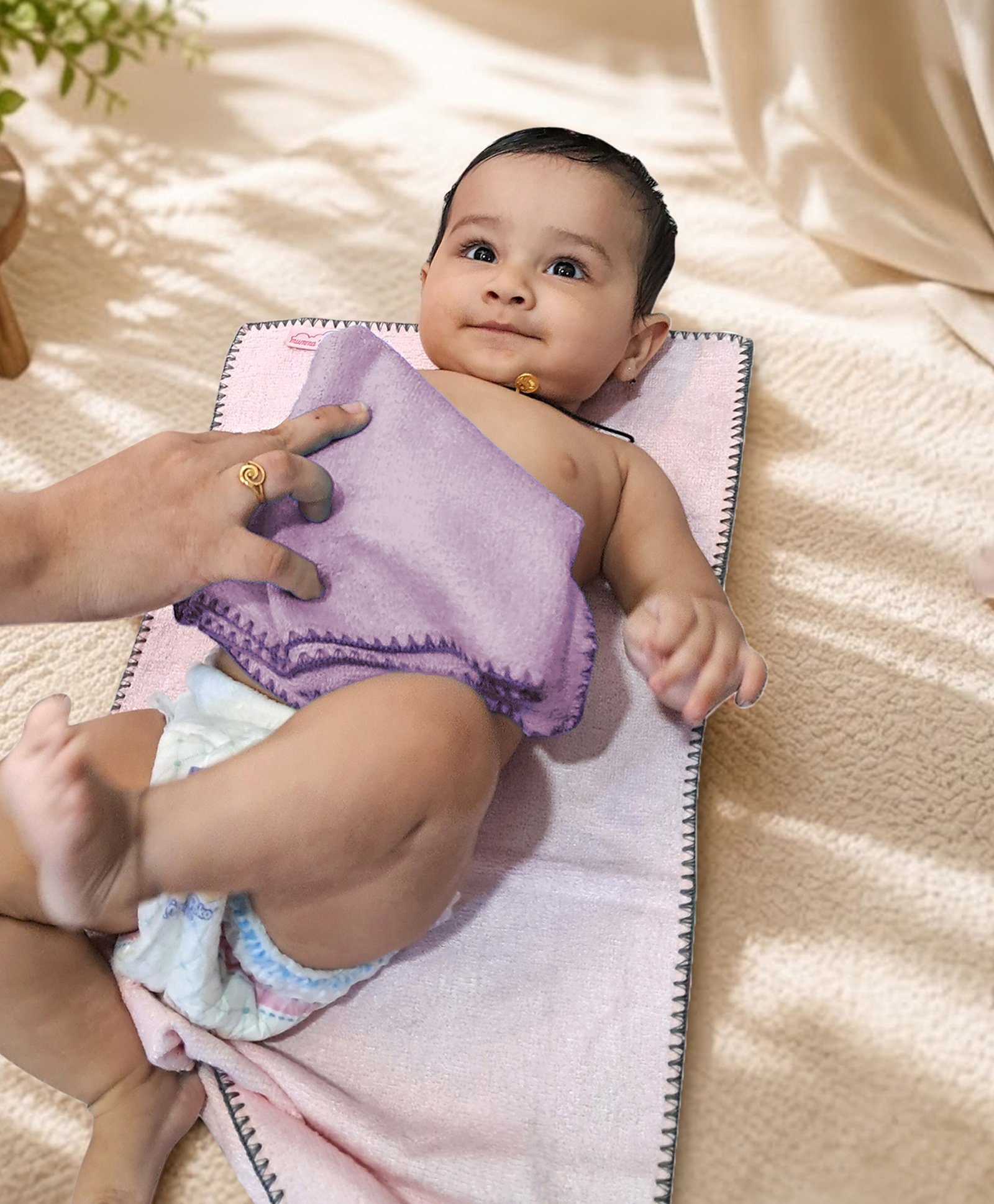 Mumma's Touch Bamboo Fibre Woven Solid Sponging Towel - Magenta-image-46