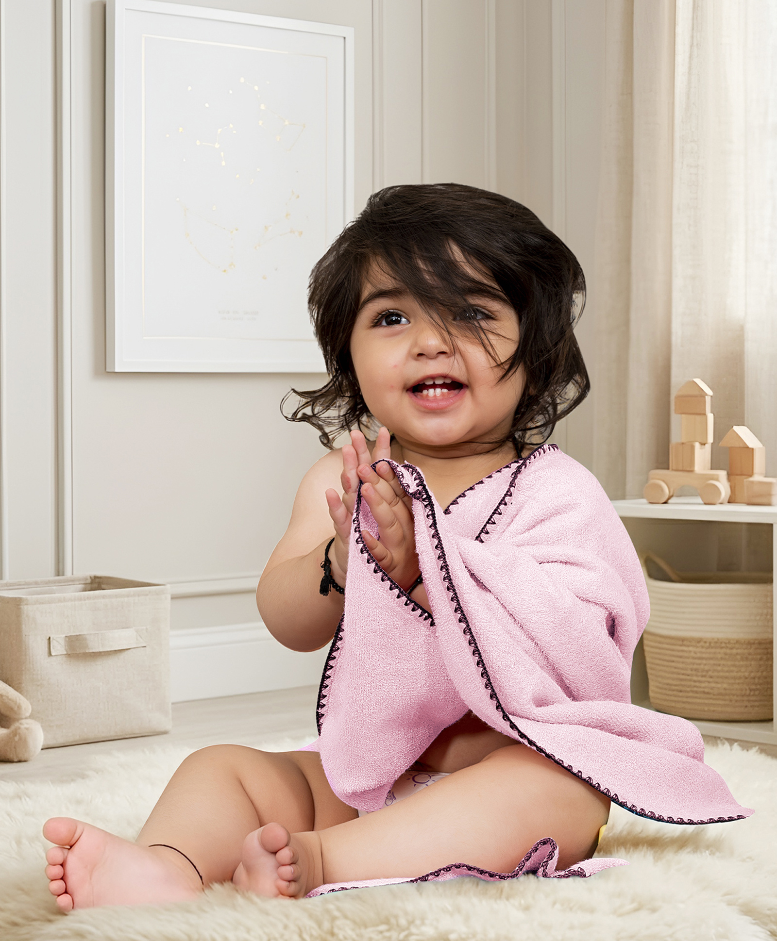 Mumma's Touch Bamboo Fibre Woven Solid Baby Swaddle Bath Towel - Pink-image-30
