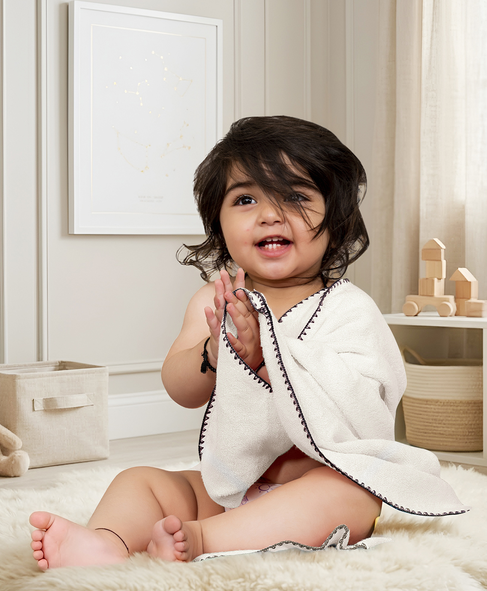 Mumma's Touch Bamboo Fibre Woven Solid Baby Swaddle Bath Towel - White-picture-19