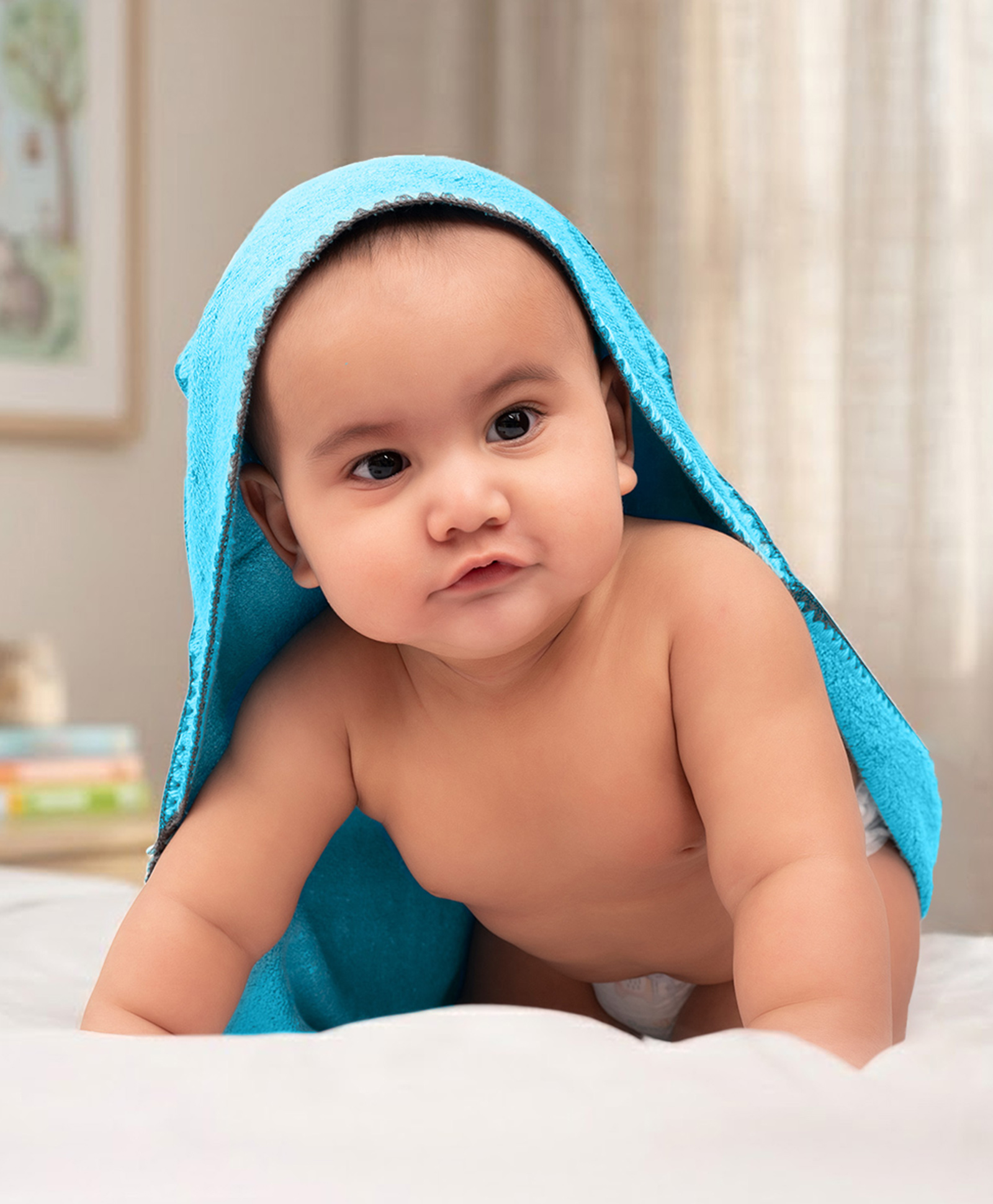 Mumma's Touch Bamboo Fibre Woven Thread Work Embroidered Bath Towel - Aqua-picture-36
