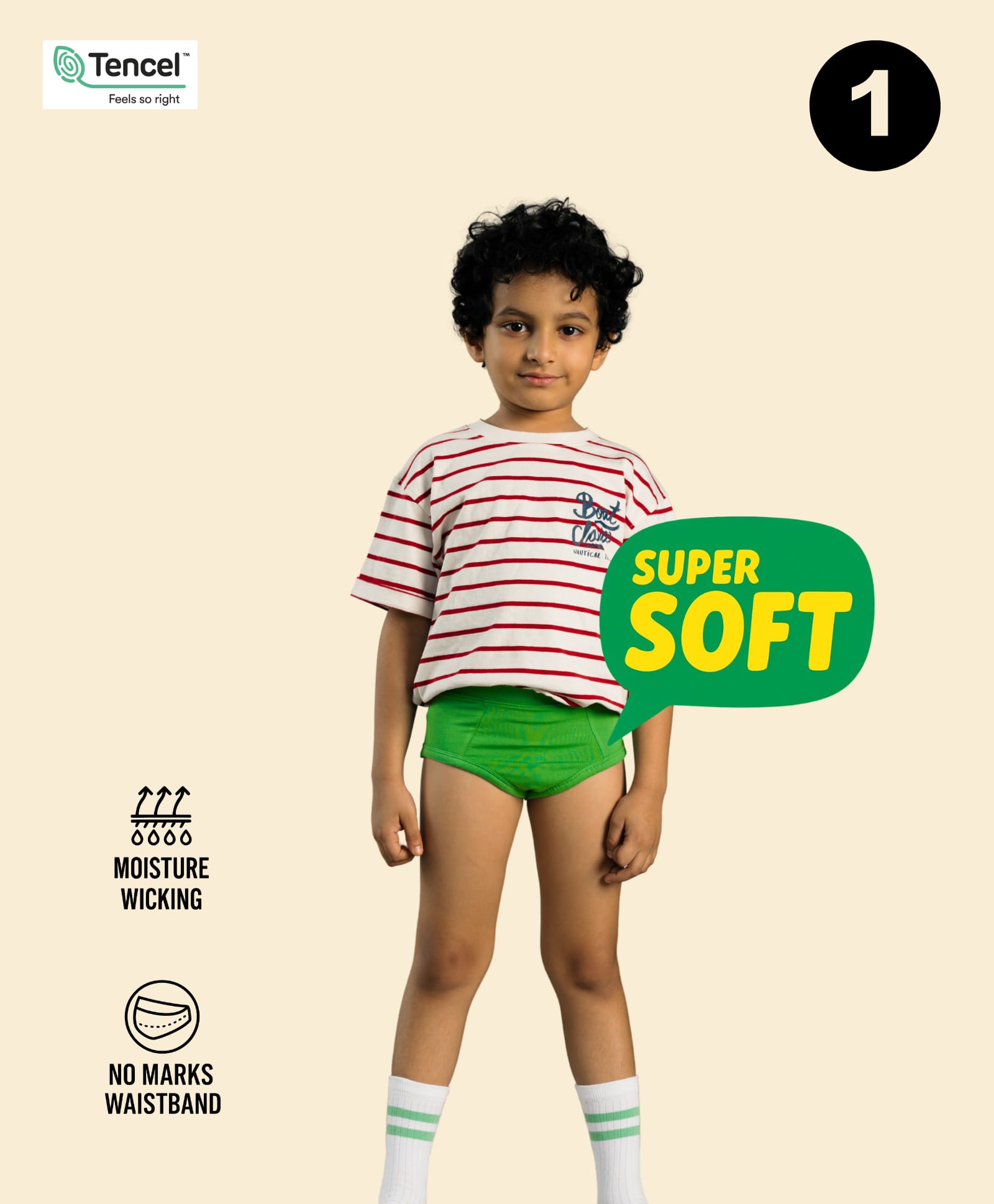 THE COVER UP PROJECT Modal Knit Solid Brief With Iron On Stickers - Green-picture-24
