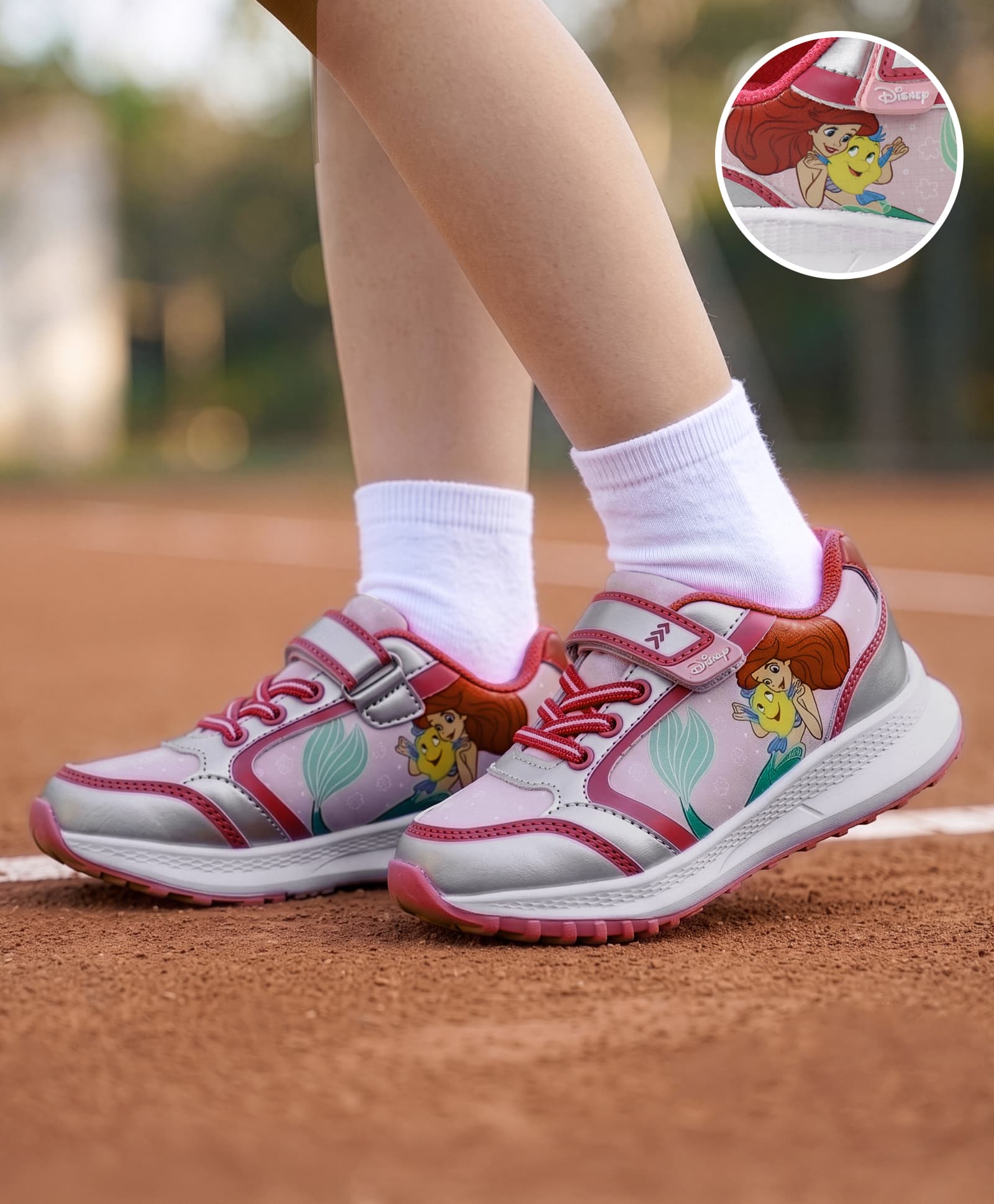 Pine Kids Disney Velcro Closure Sneakers with Ariel Graphic - Pink-picture-11