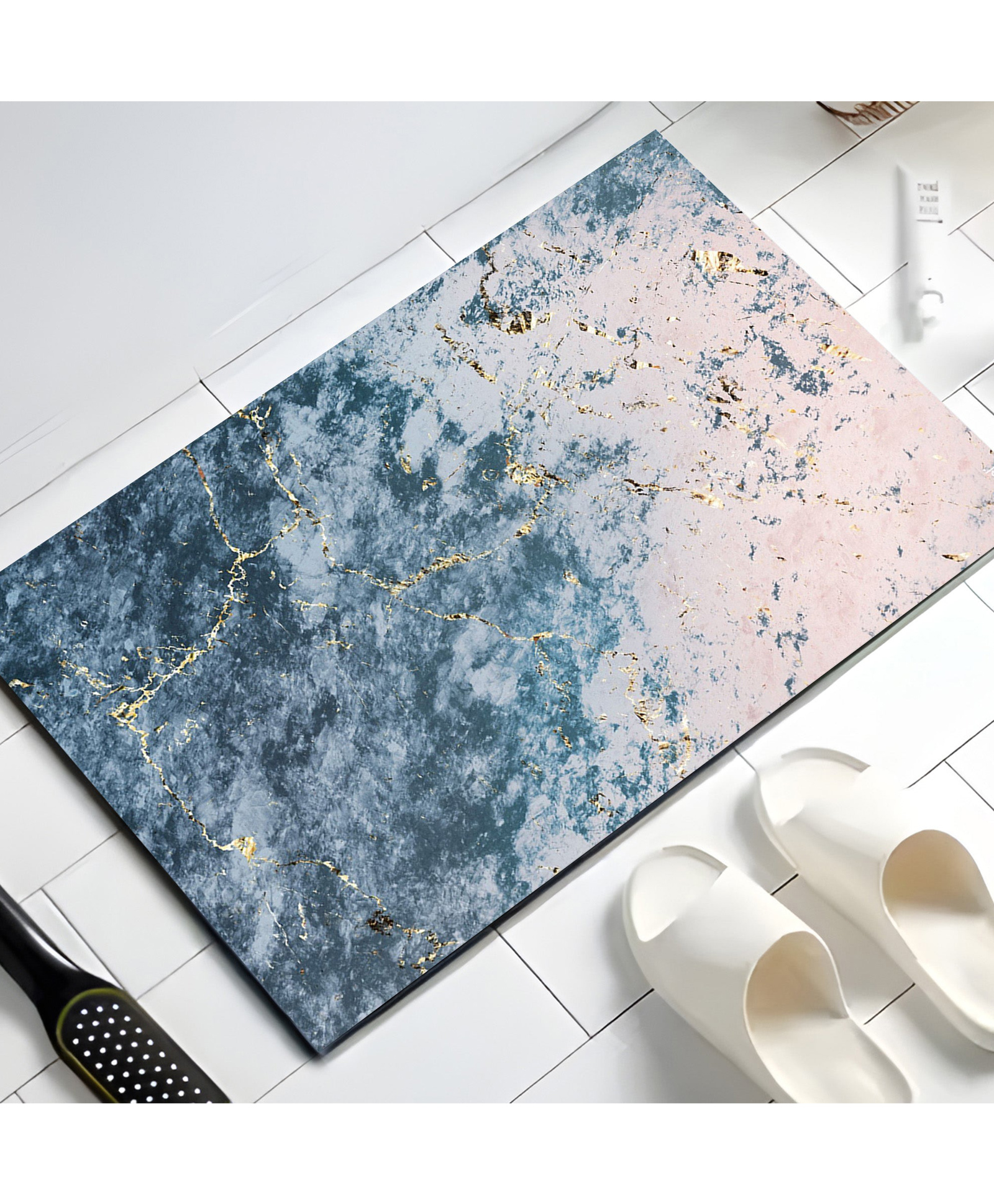 UMAI Polyester Rubber Bathroom Mat (40 * 60cm) Bath Mat | Anti Skid Mat for Bathroom Floor | Bathroom Accessories | Bathroom Mats Water Soak | Non Slip Mat for Bathroom | Floor Mat-Cloudy Print-image-33