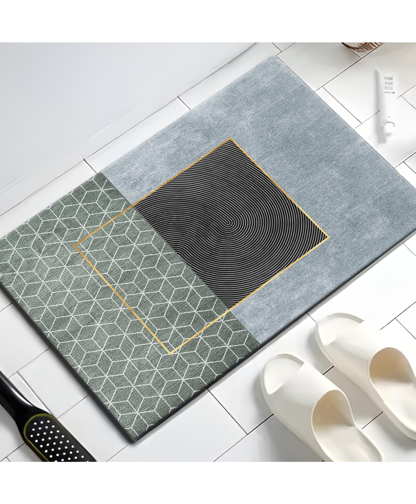 UMAI Polyester Non-woven Felt Bathroom Mat(40*60cm) Bath Mat | Anti Skid Mat for Bathroom Floor | Bathroom Accessories | Bathroom Mats Water Soak | Non Slip Mat for Bathroom | Floor Mat (Multicolour)-picture-37
