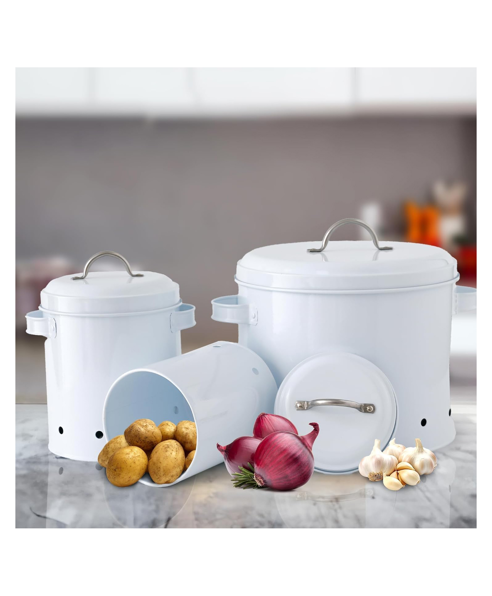 the better home Veggie Storage | Set of 3 | KY003WT | White-picture-16