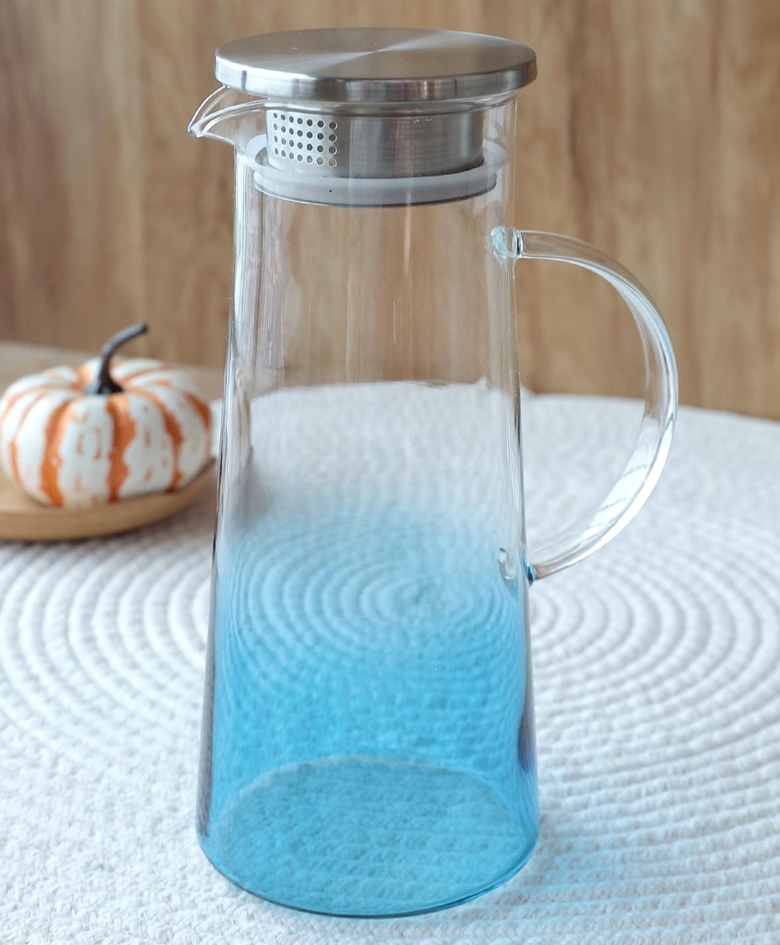 UMAI Premium 1.4 LTR Glass Jug with Stainless Steel Lid and Handle | Leakproof Pitcher for Water, Cold Brew, Tea, Iced Coffee, Lemonade | Diwali Gift | Housewarming Gift (Blue)-picture-17