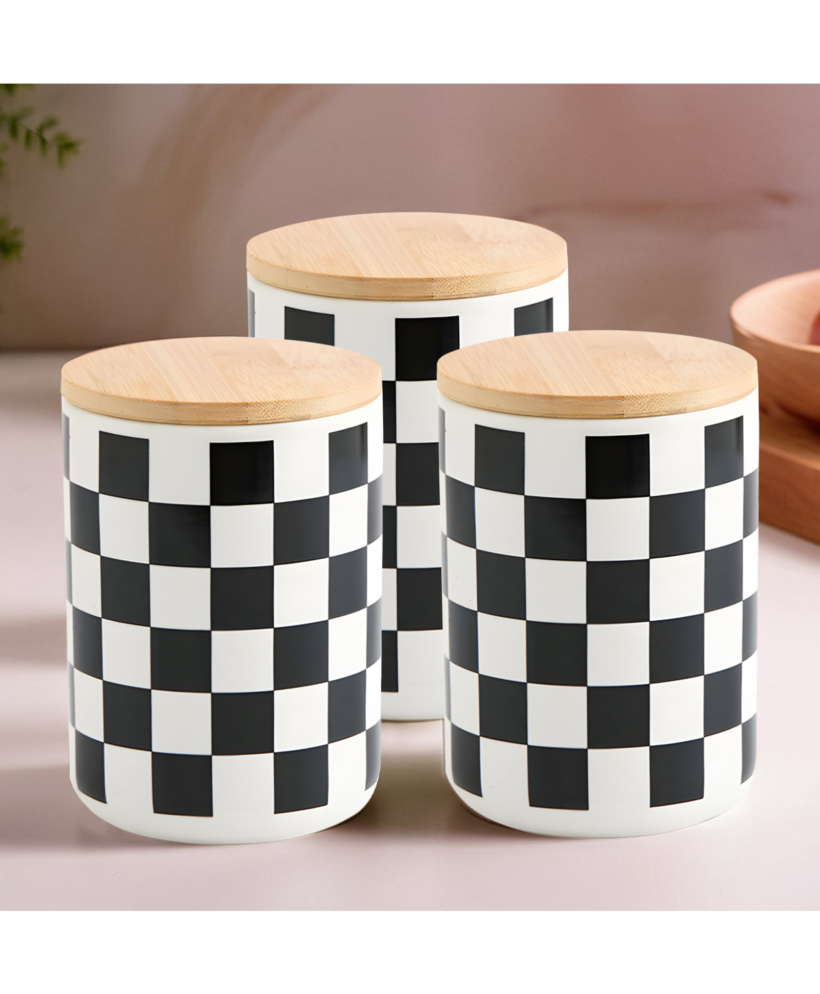 the better home 3 Ceramic Jar | 800ml | Black white | Square pattern | YX10-M-SQ-picture-10