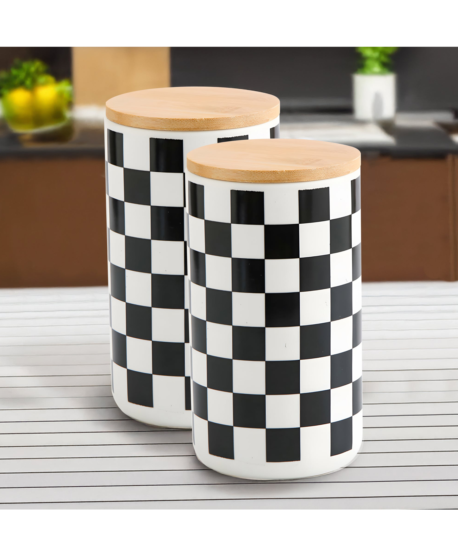 the better home 2 Ceramic Jar | 1000ml | Black white | Square pattern | YX11-L-SQ-picture-26
