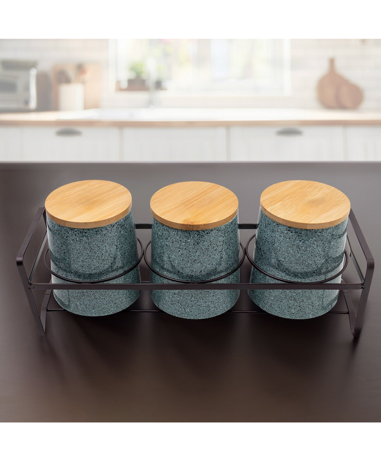 the better home 3 Pcs Ceramic Jar Set with Bamboo Lid Iron Holder|650ml Each | Grey | HHD5013S-GY-picture-19