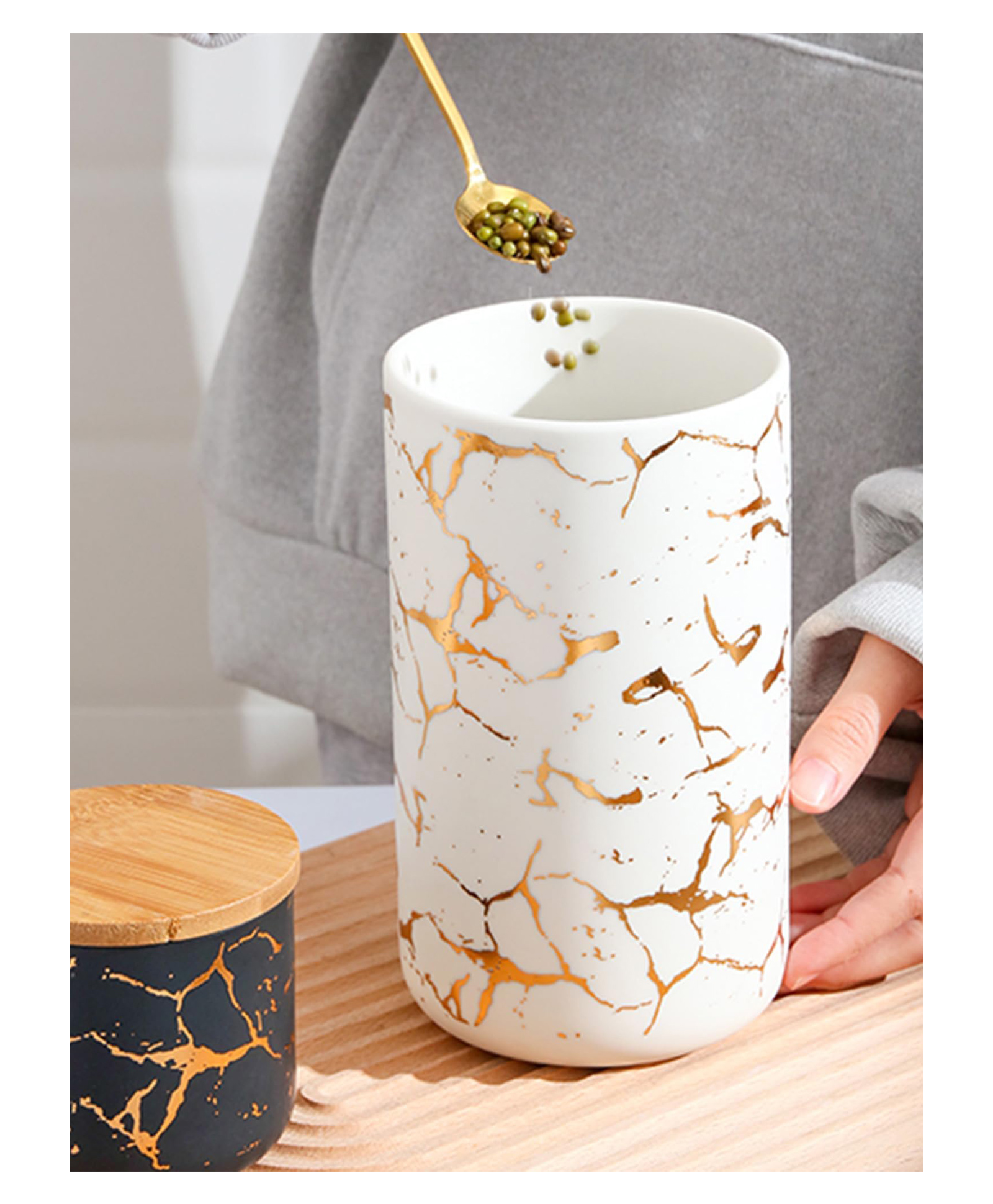 umai 2 Ceramic Jar | 1000ml | White with print | YX13-L-WT-picture-26