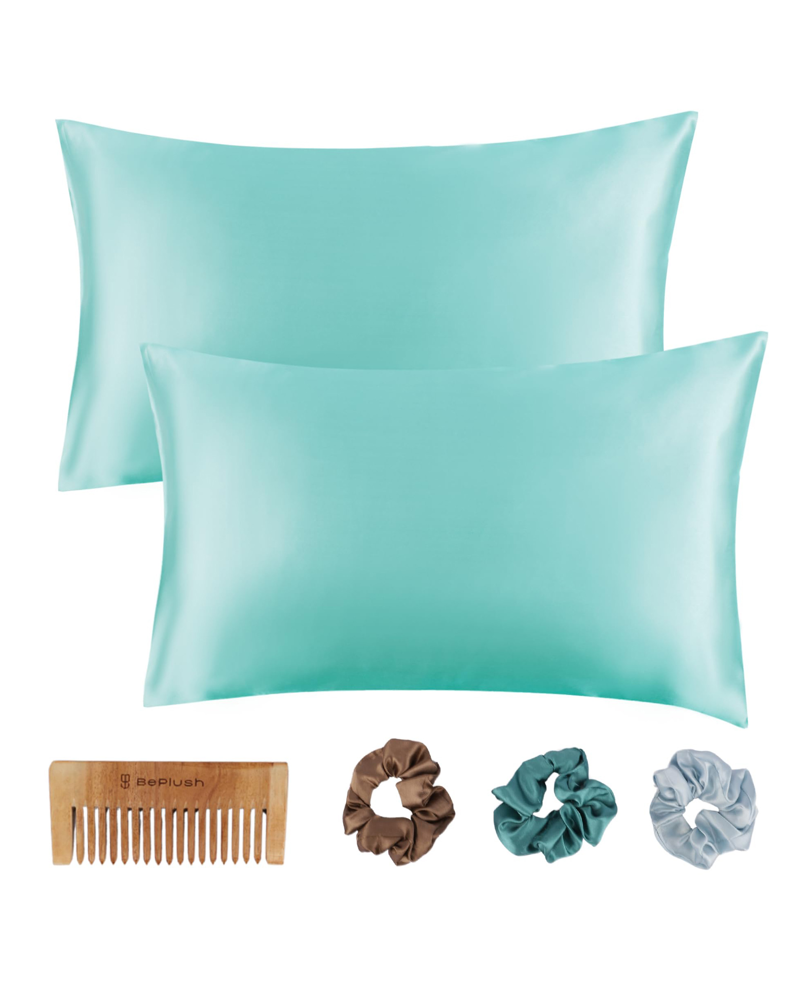 Beplush Satin Pillow Cover(1 Pair) - Aqua Blue-picture-17