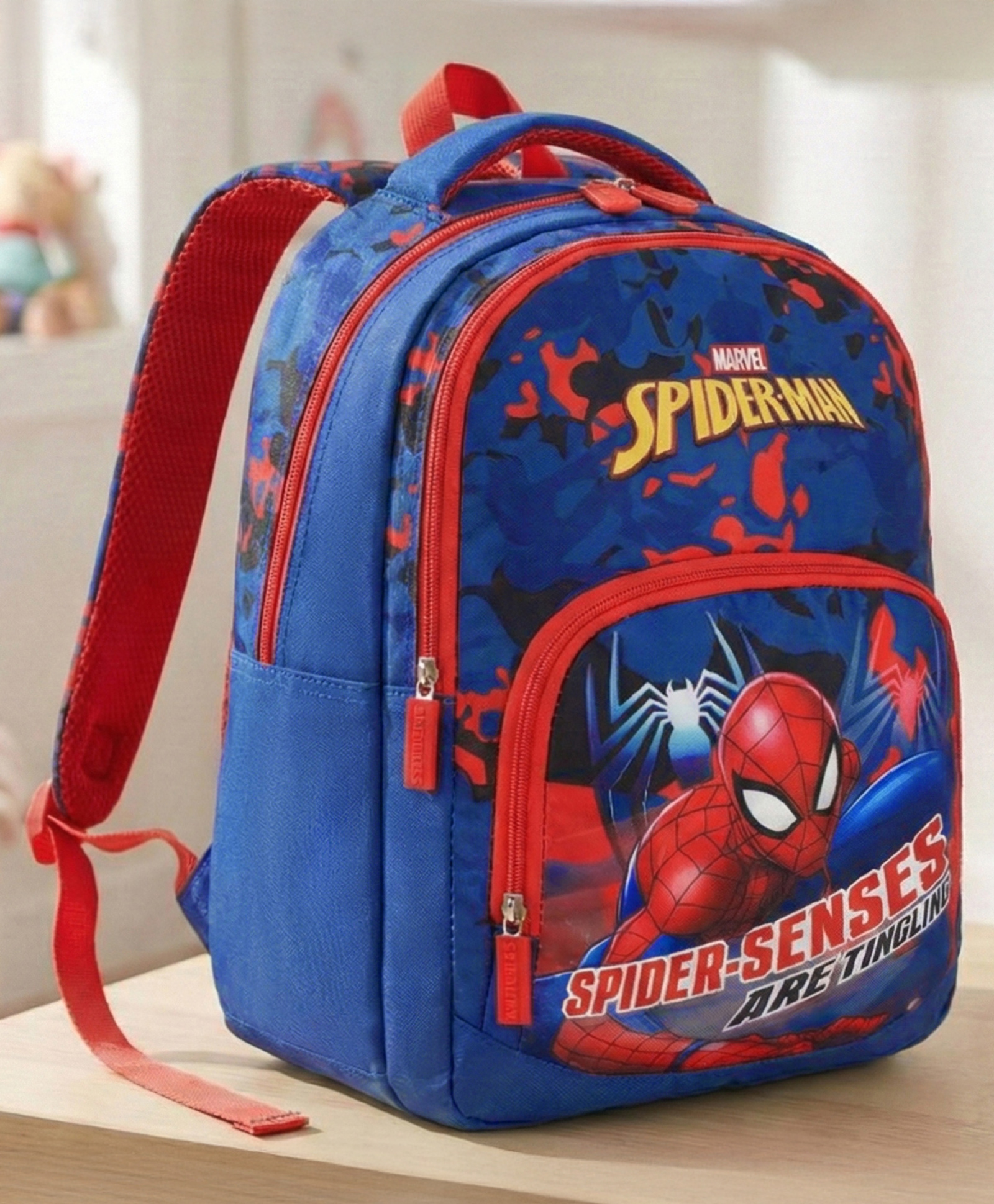 Spider Man School Bag 19 Litres 2 Compartment, 1 Front Pocket Red & Blue - Height 16 Inches-picture-24