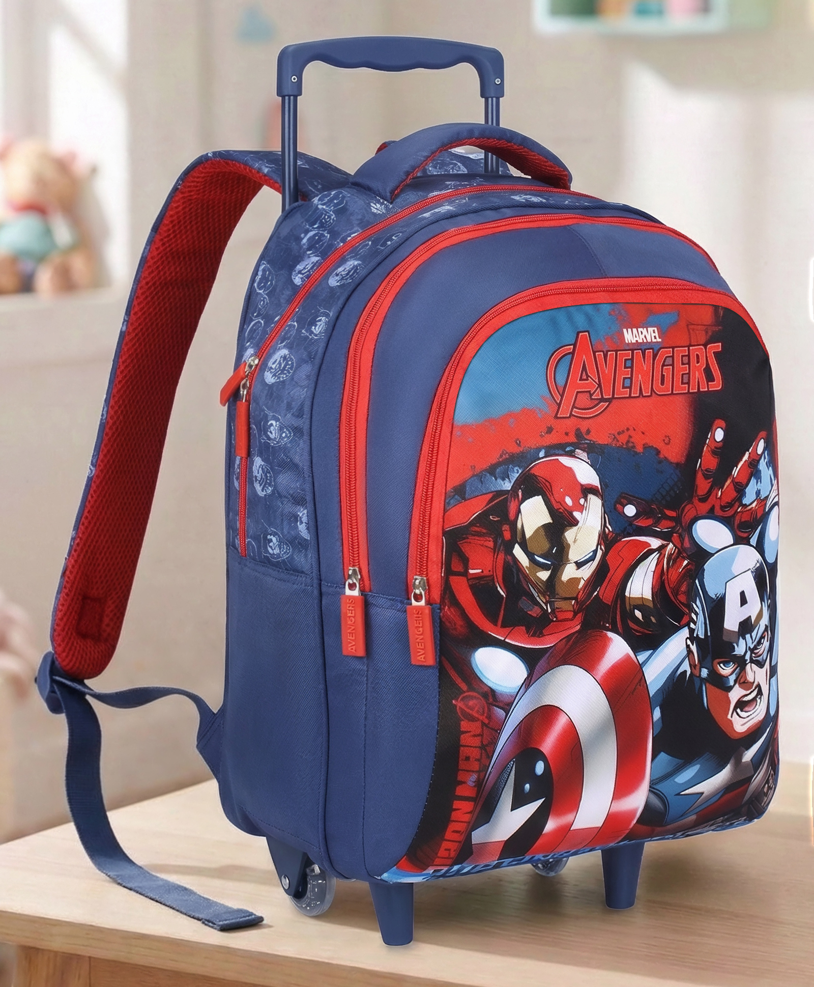 Avengers Height 18 Inches Trolley School Bag 35 Litres With 3 Compartments - Dark Blue-picture-45