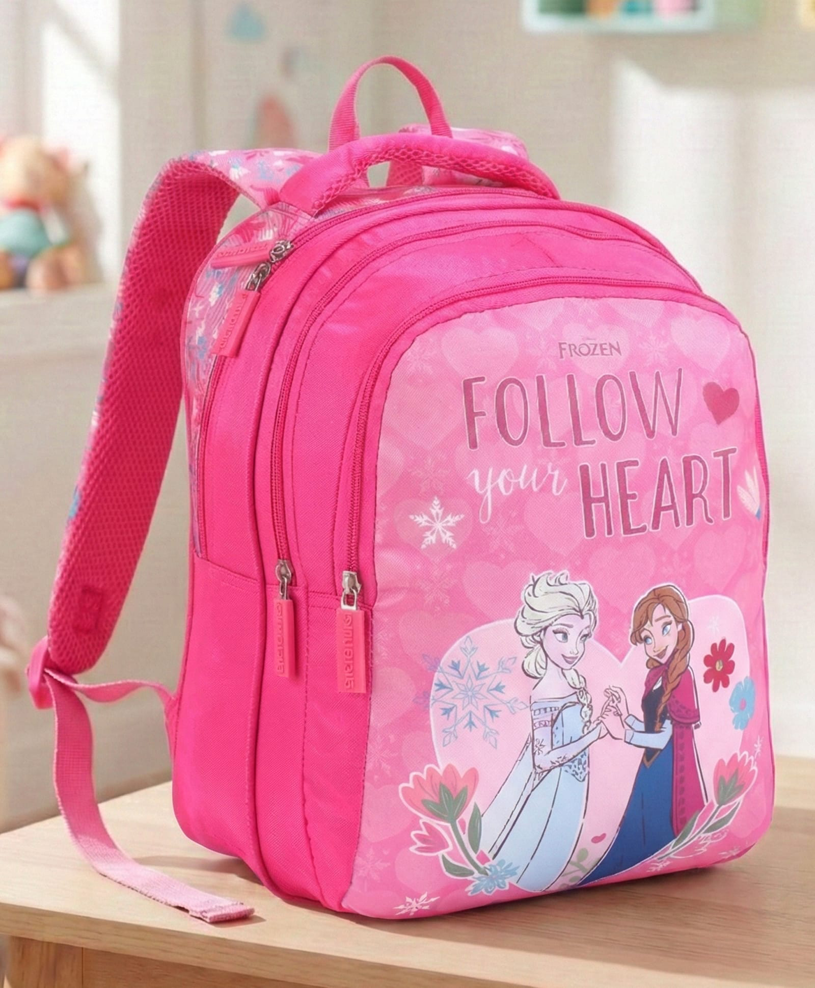 Disney Princess School Bag 19 litres 3 Compartment Pink - Height 16 Inches-image-0