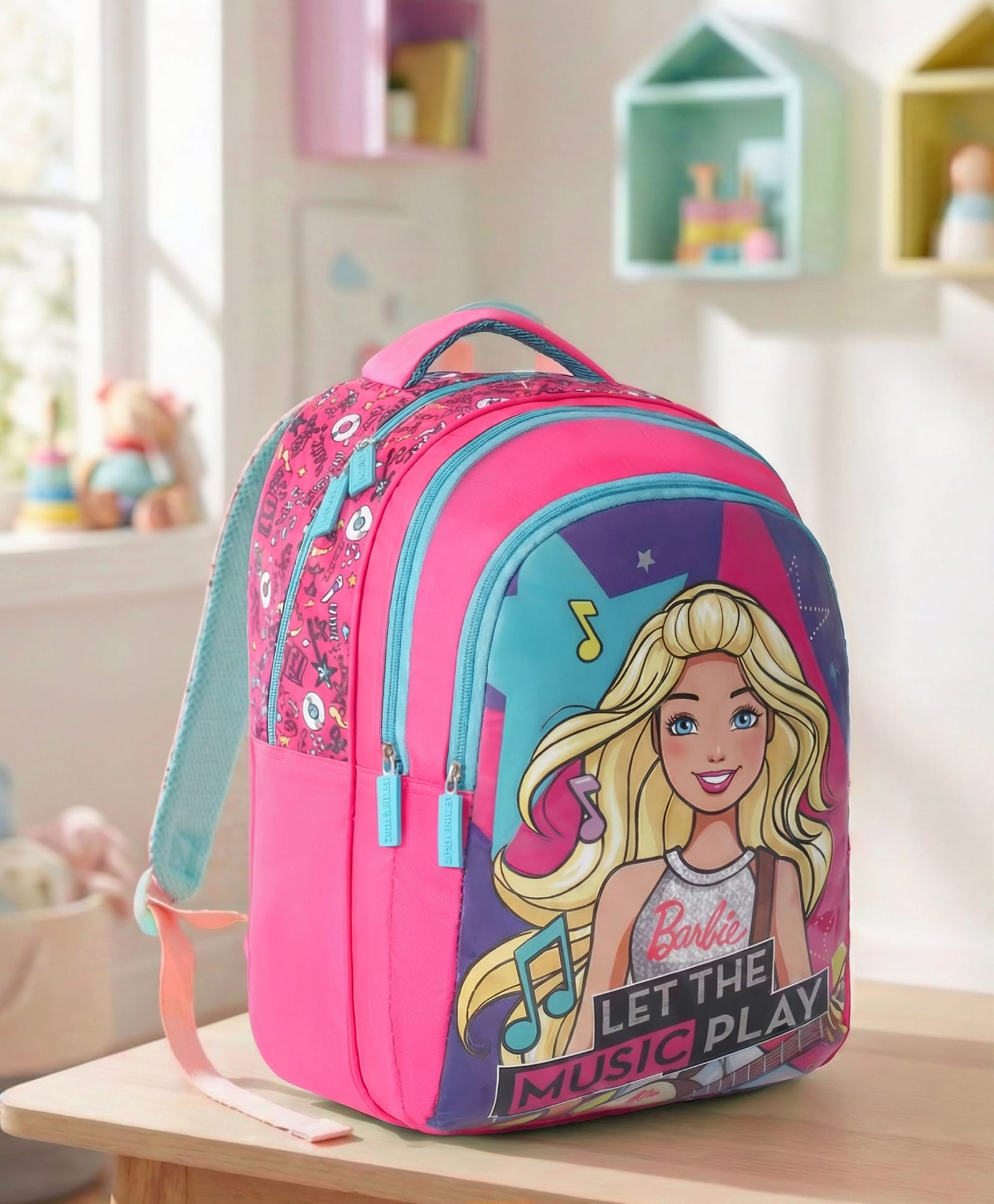 Barbie Height 16 Inches School Bag 19 litres 3 Compartment - Pink-picture-43