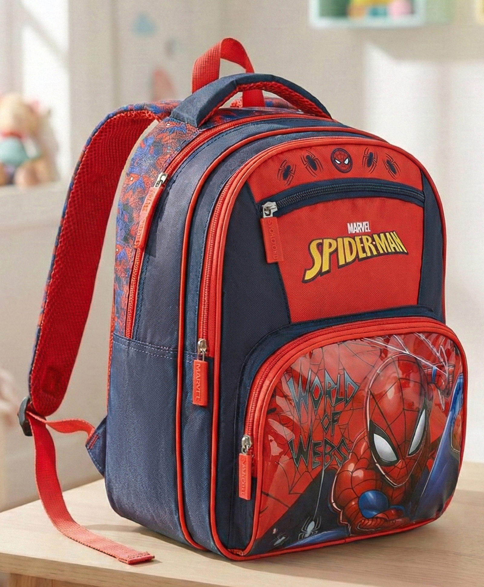 Spider Man School Bag 19 Litres 2 Compartment, 2 Front Pocket Red - Height 16 Inches-picture-26