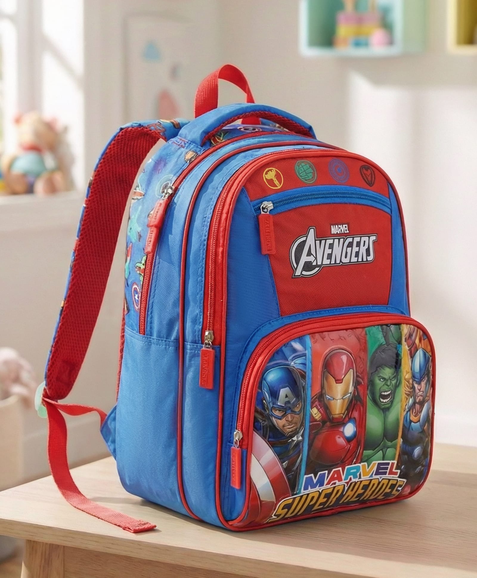 Avengers School Bag 25 Litres 2 Compartment, 2 Front Pocket Blue - Height 18 Inches-picture-33