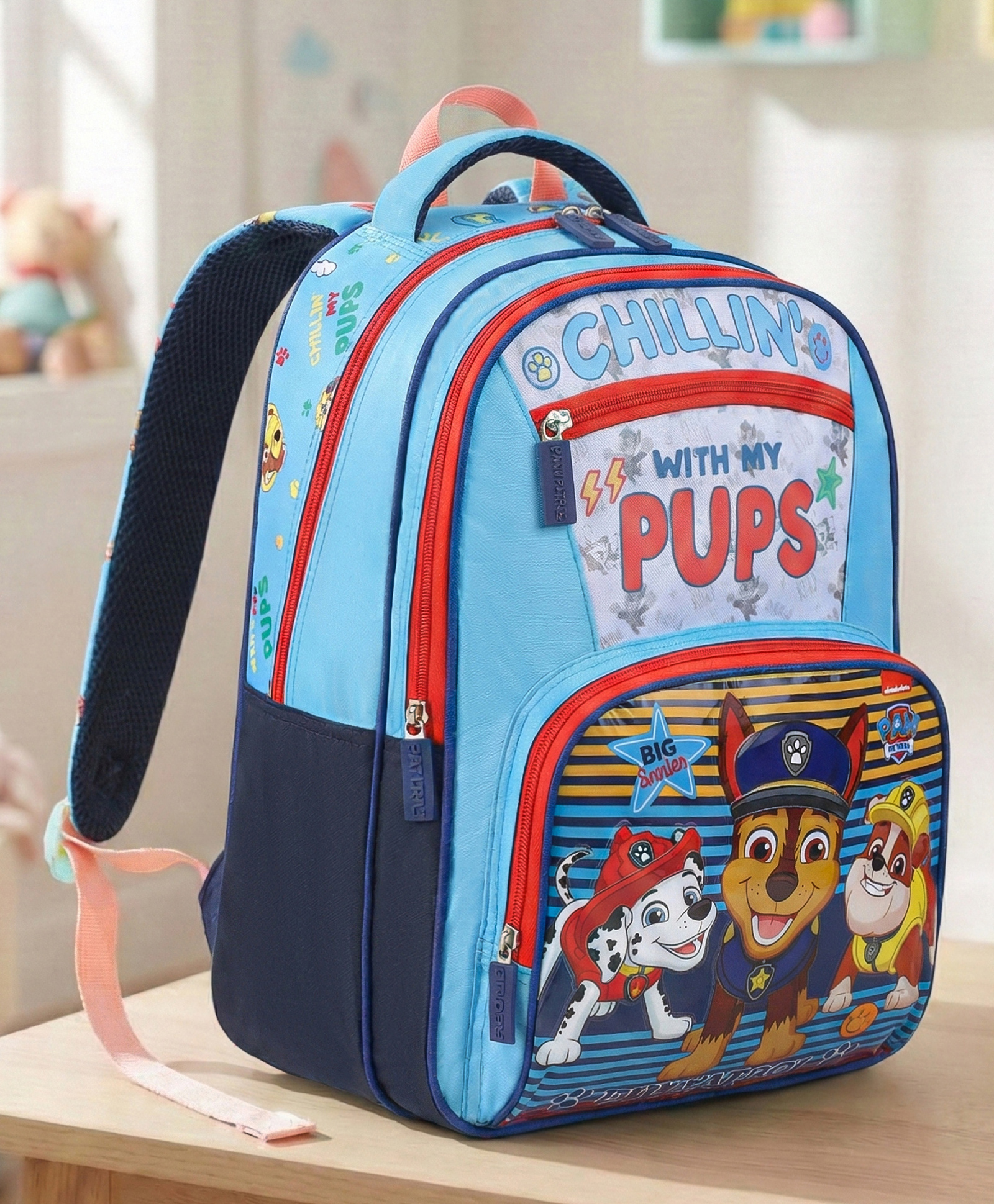 Paw Patrol School Bag 11 Litres 2 Compartment, 2 Front Pocket Blue - Height 14 Inches-picture-18
