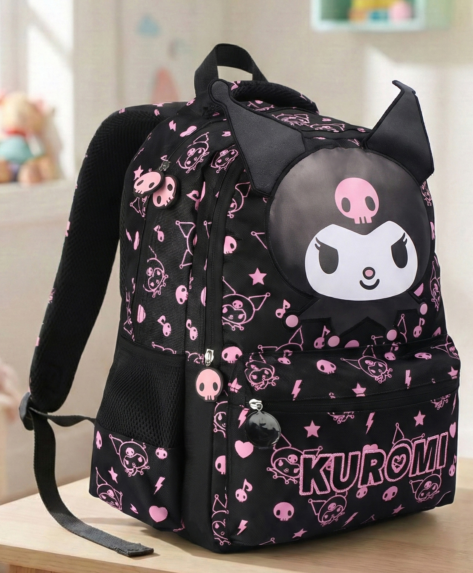 Hello Kitty Height 16 Inches Kuromi School Bag 19 Litres 2 Compartment, 1 Front Pocket - Black-image-15
