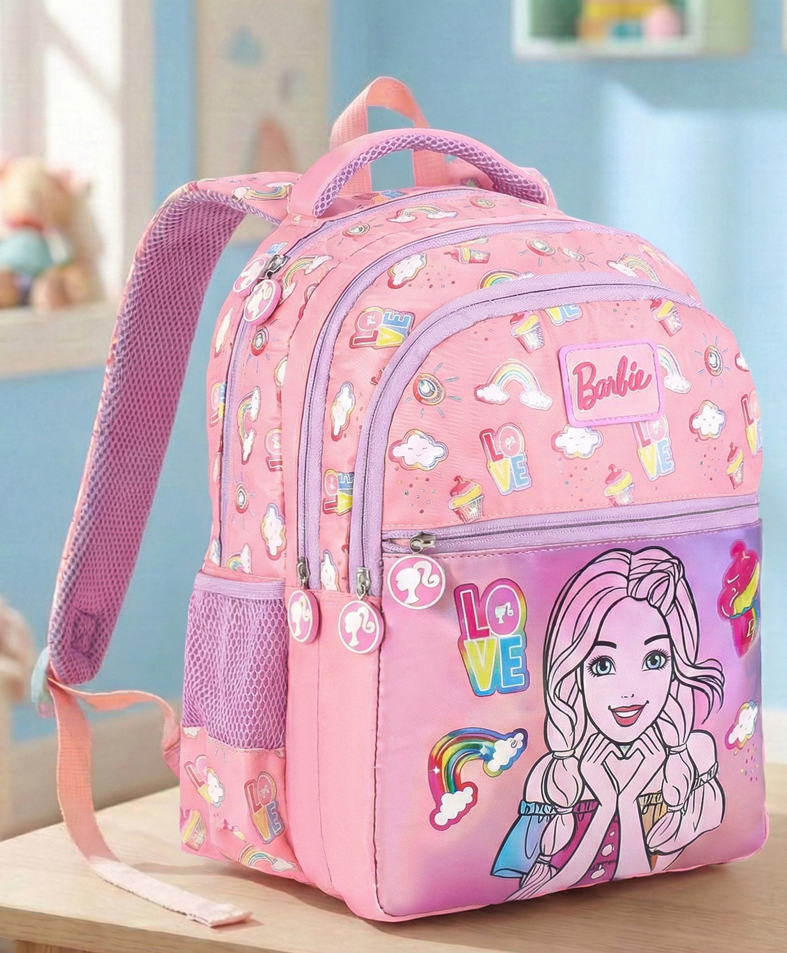 Barbie Height 17 Inches School Bag 22.5 Litres 2 Compartment 1 Front Pocket - Pink-picture-46