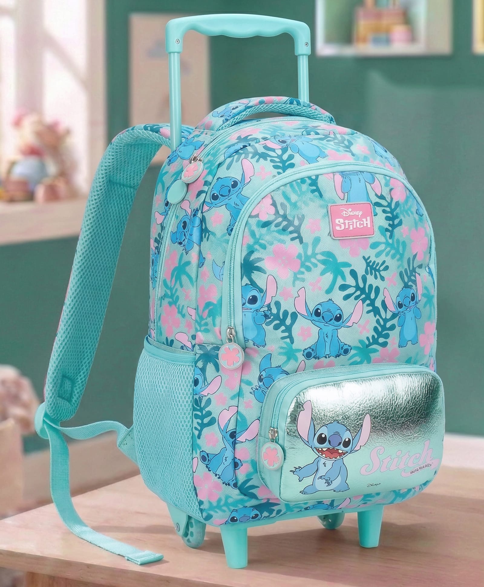 Disney Stitch Height 16 Inches Trolley School Bag 22 Litres 2 Compartment 1 Front Pocket - Turquoise-image-17