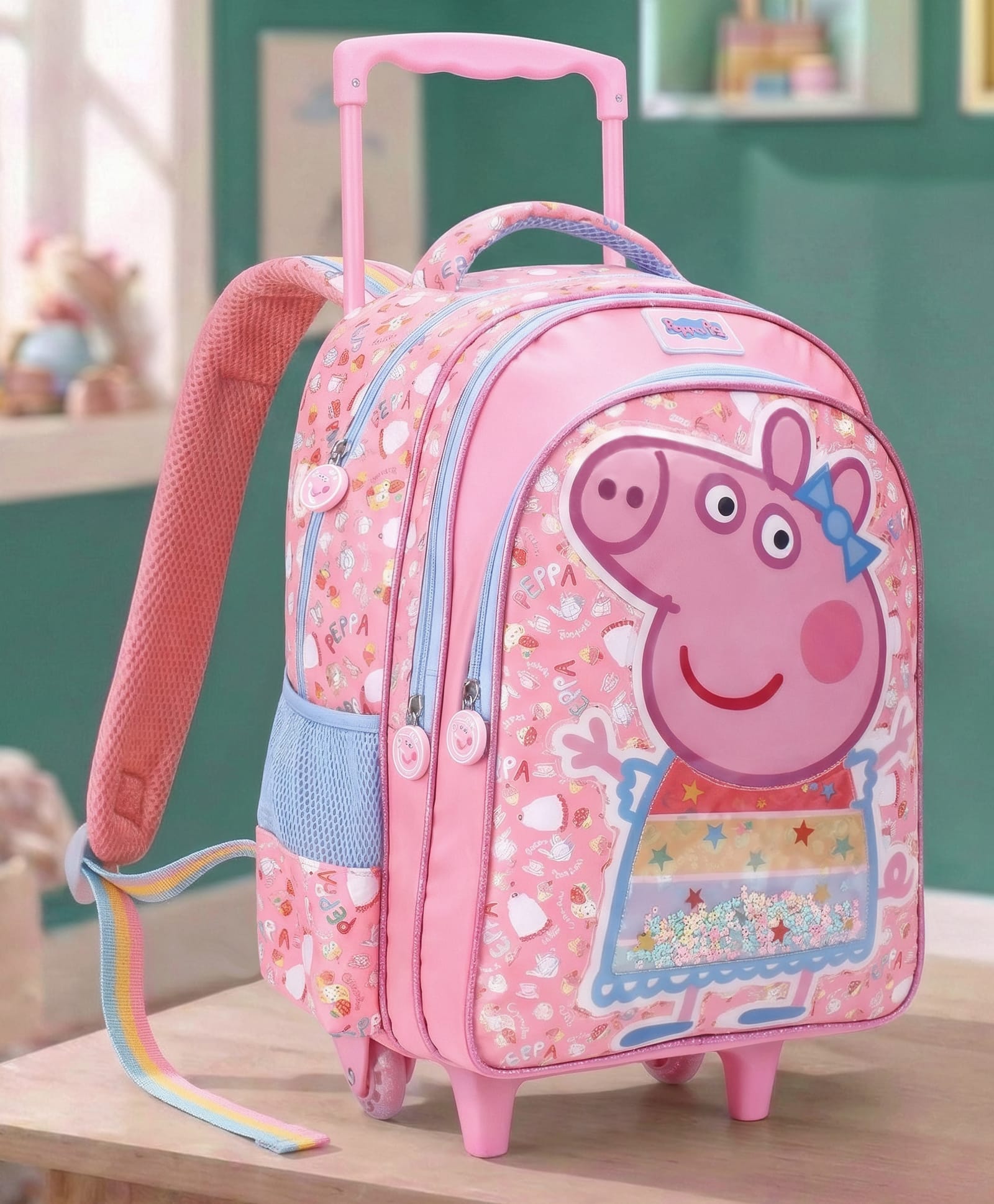 PEPPA PIG Height 16 Inches Trolley School Bag 22 Litres 2 Compartment 1 Front Pocket - Pink-image-16