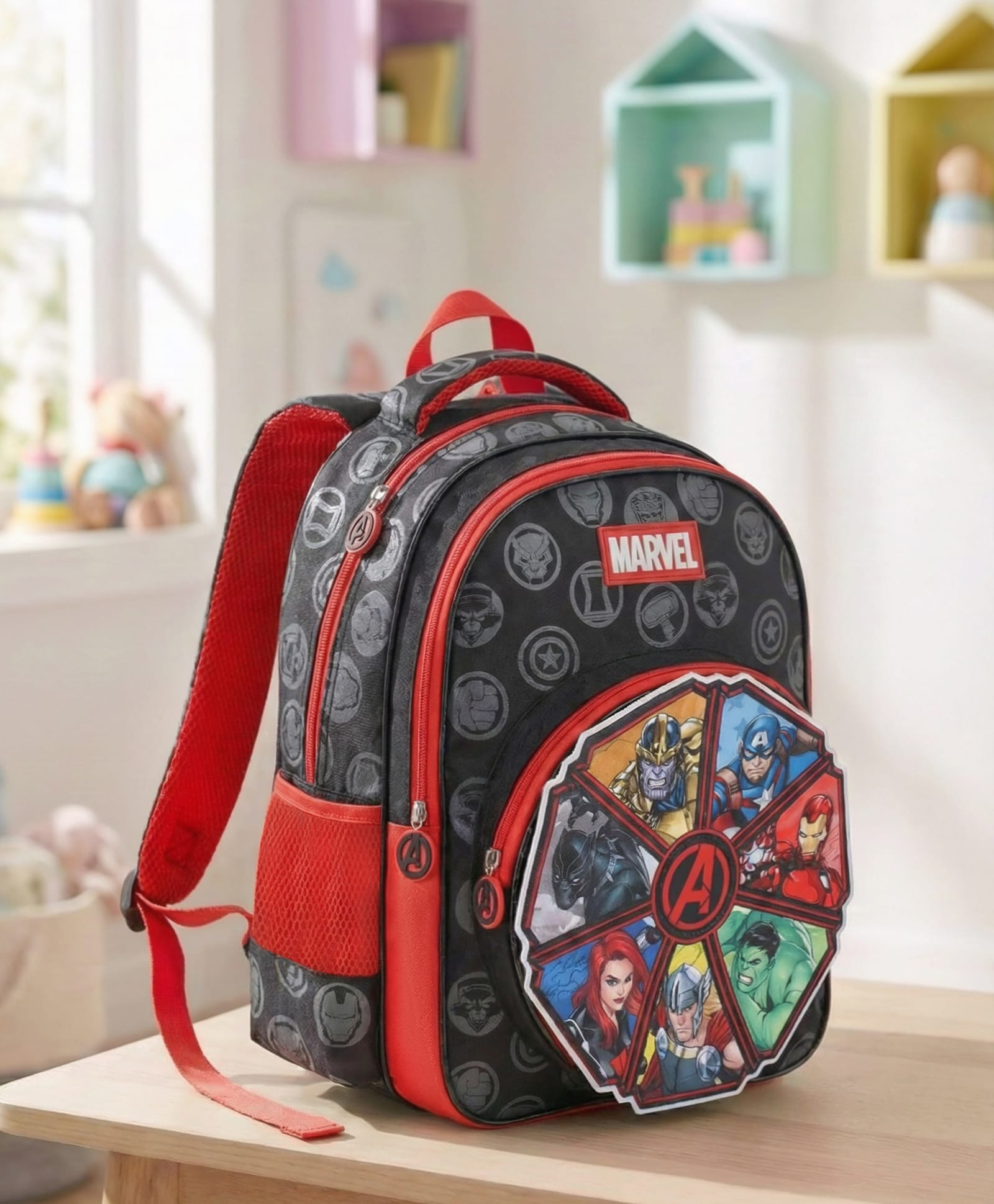 Avengers Height 16 Inches School Bag 19 Litres With 2 Compartments & 1 Front Pocket - Black-picture-27