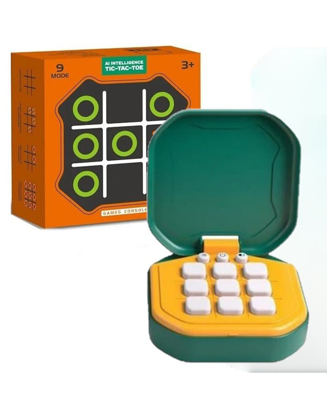 ADKD AI Intelligence Tic-Tac-Toe Handheld Game Console with 9 Interactive Modes, Electronic Smart Memory & Strategy Puzzle Toy for Kids and Adults - Portable Travel Game (Color May Vary)