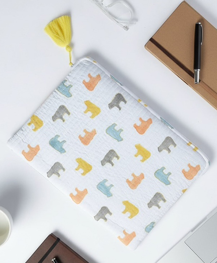 PEXX Cotton Padded Multipurpose Storage Sleeve Organisor Panda Print- Orange-image-3