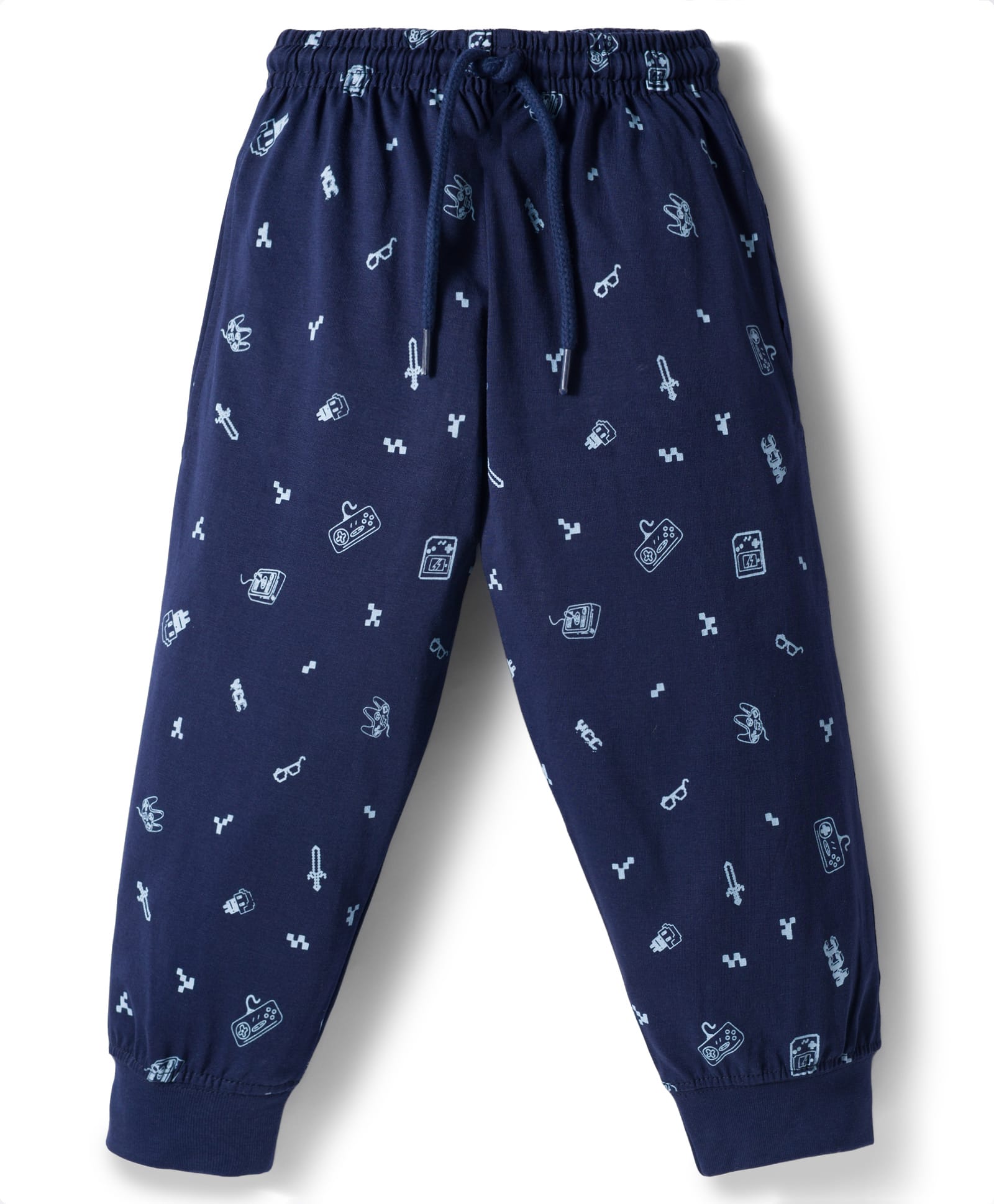 Taeko Single Jersey Knit Full Length Lounge Pant with Gaming Print - Navy Blue-picture-26