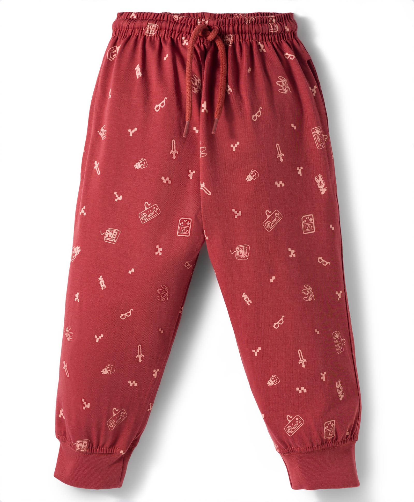 Taeko Single Jersey Knit Full Length Lounge Pant with Gaming Print - Red-picture-26