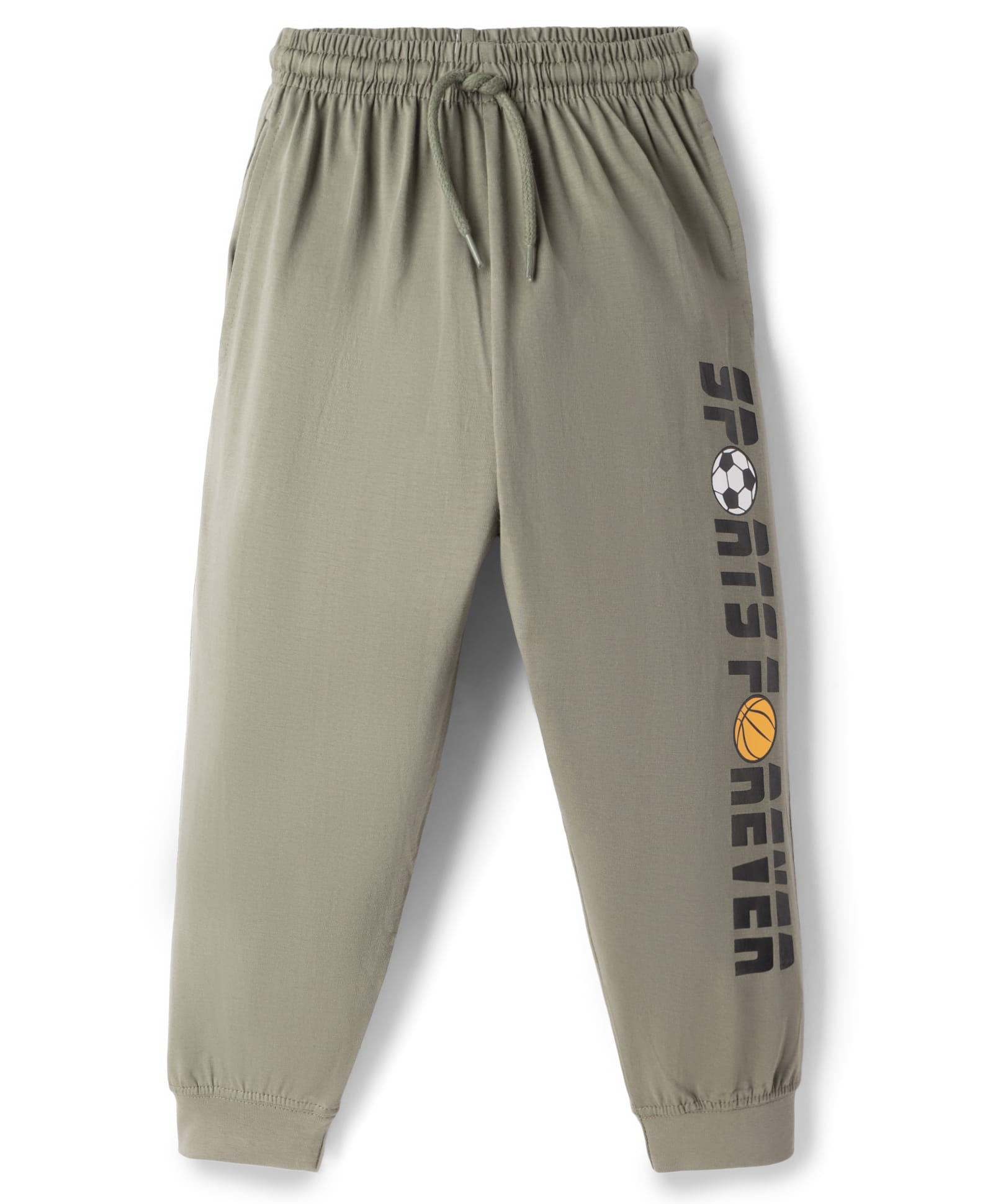 Taeko Single Jersey Knit Full Length Lounge Pant with Sport Print - Olive Green-picture-20