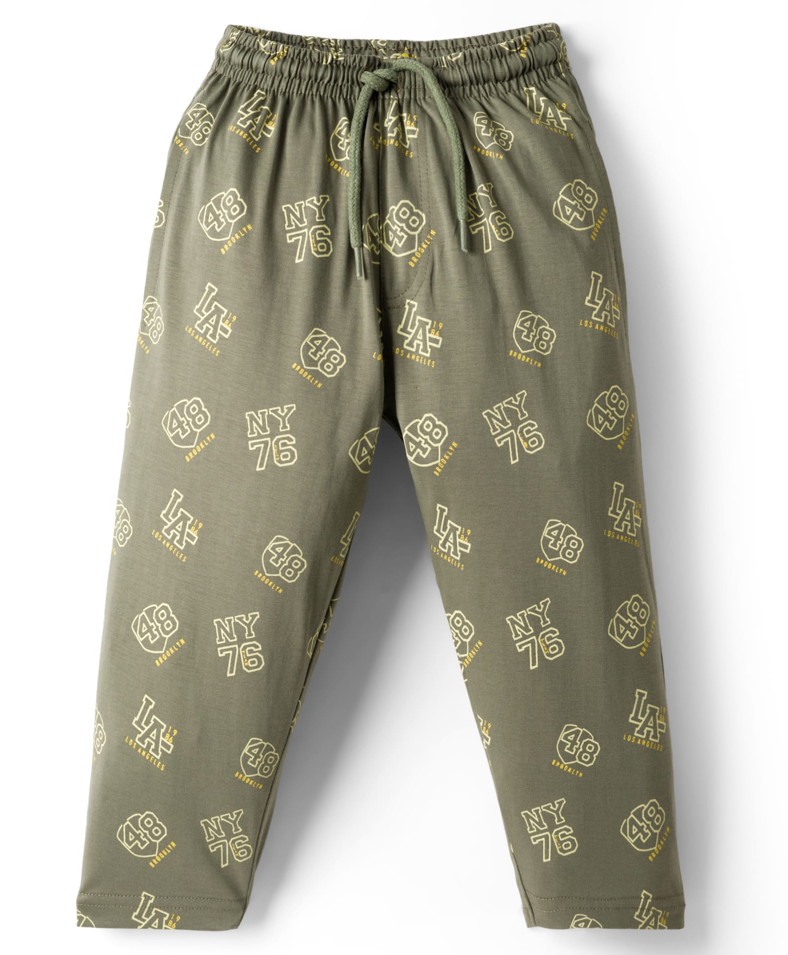 Taeko Single Jersey Knit Full Length Lounge Pant with Text Print - Olive Green-picture-27