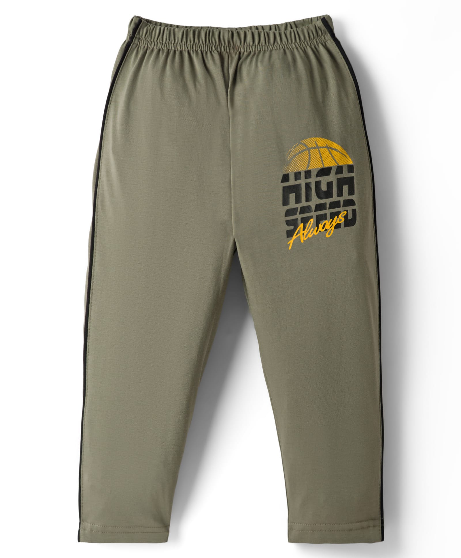 Taeko Single Jersey Knit Full Length Lounge Pant With Basketball Print - Olive Green-picture-28