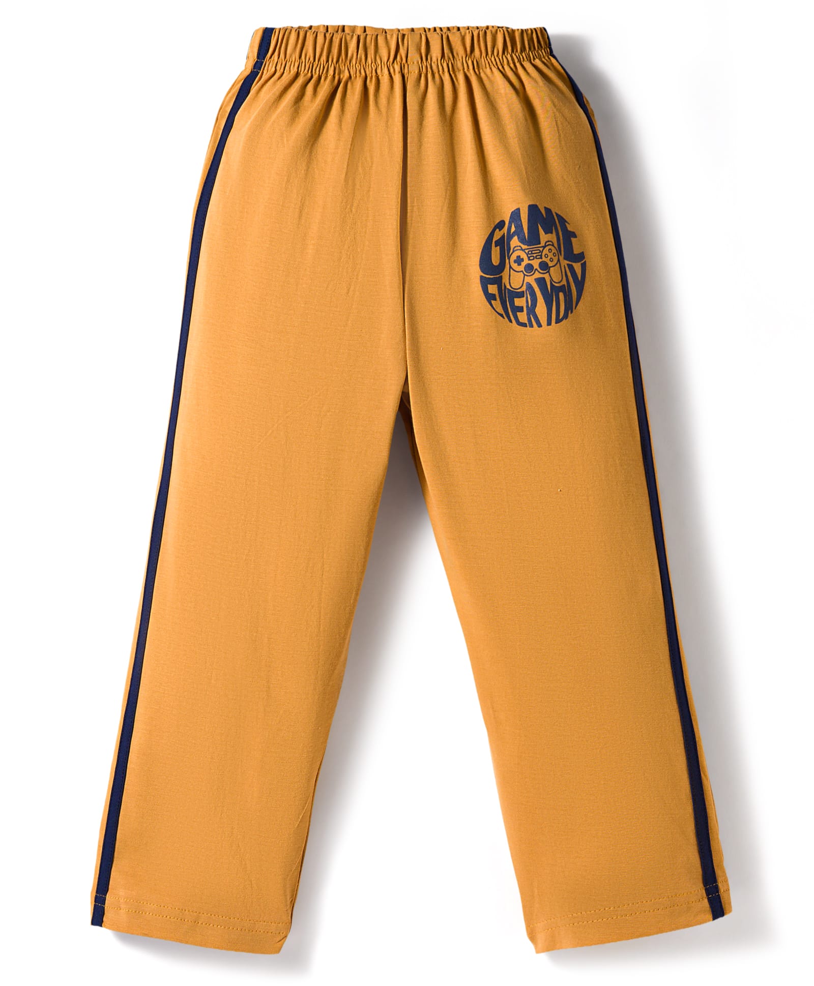 Taeko Single Jersey Knit Full Length Lounge Pant with Gaming Print & Tape Detailing - Golden-picture-12
