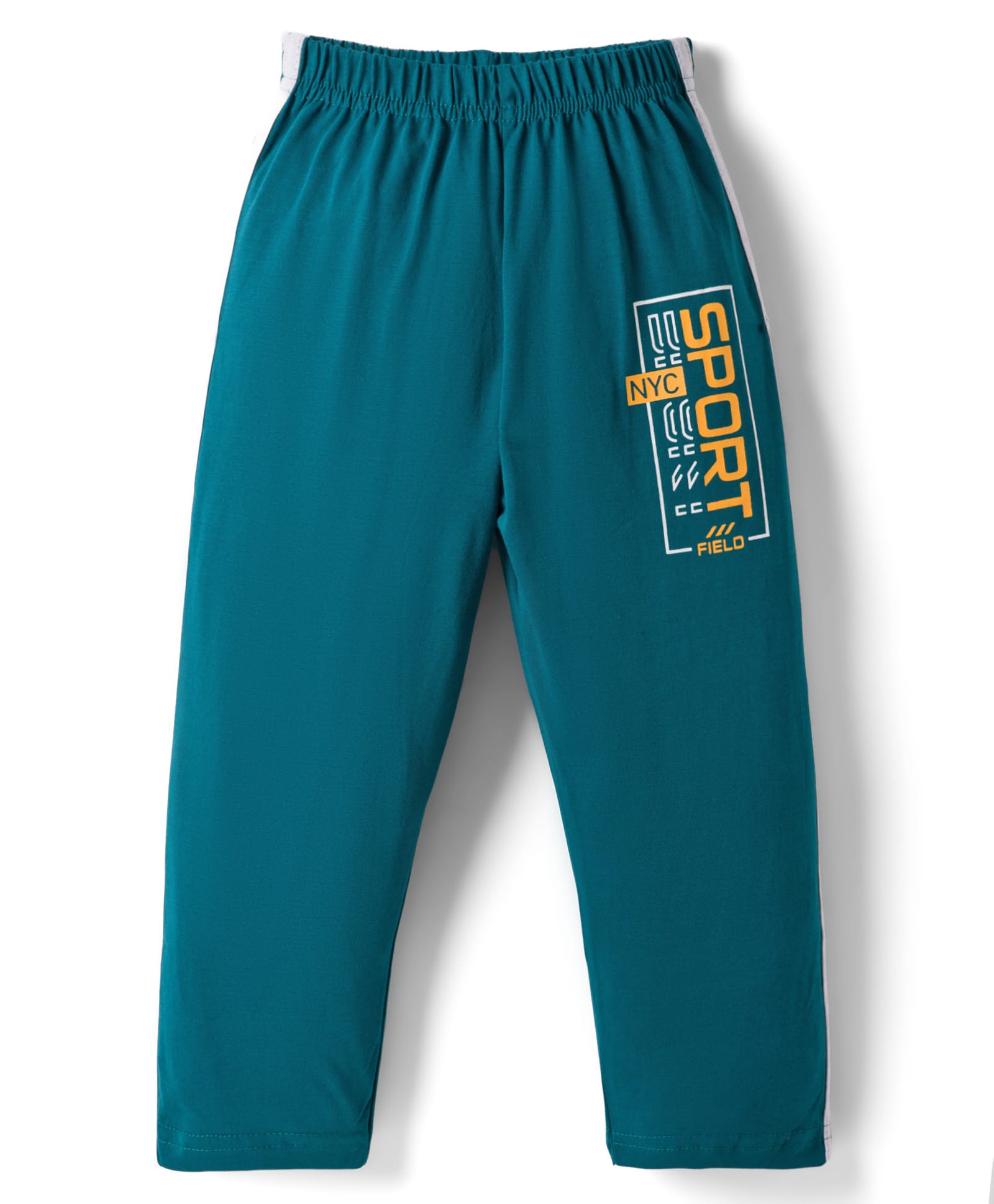 Taeko Single Jersey Knit Full Length Lounge Pant with Sport Print & Tape Detailing - Green-picture-19