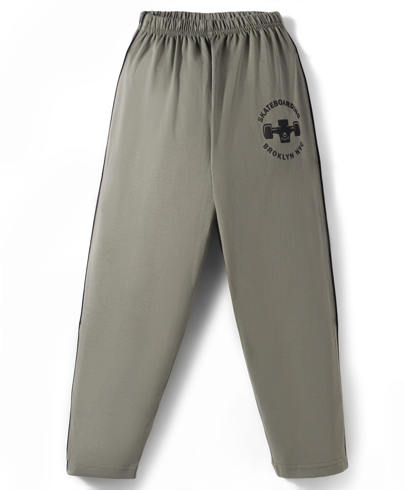 Taeko Single Jersey Knit Full Length Track Pant with Skating Print - Olive Green-image-49