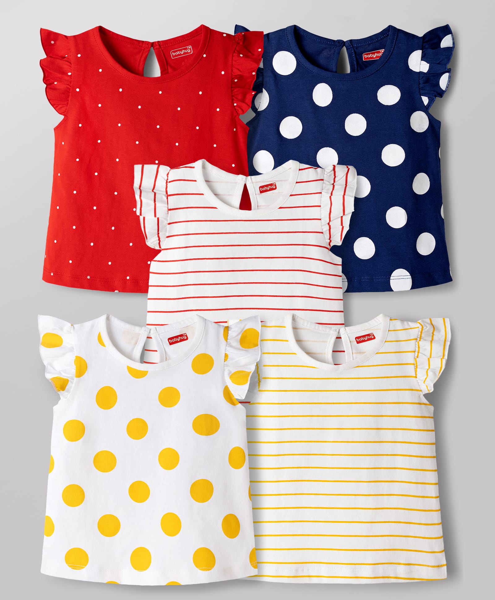 Babyhug Cotton Knit T-Shirts with Graphics Half Sleeves Multi Color 3-4 Years Pack of 5-image-5