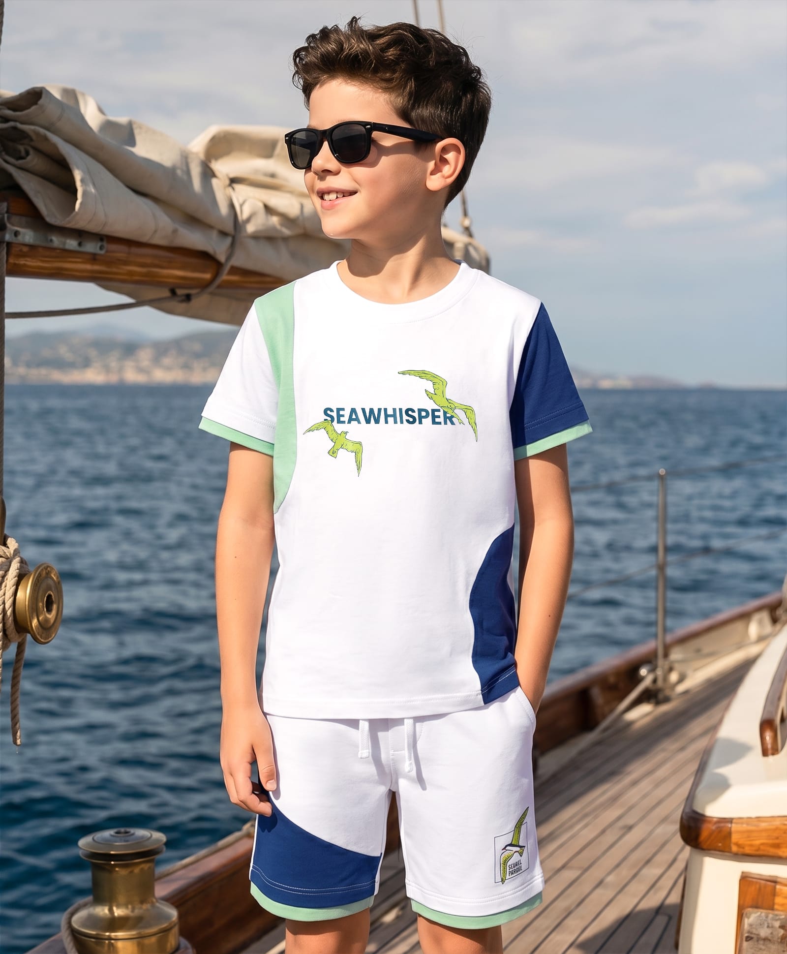 OLLINGTON ST. Cotton Half Sleeves T-Shirt With Print & Knit Shorts Set - Multicolor-image-28