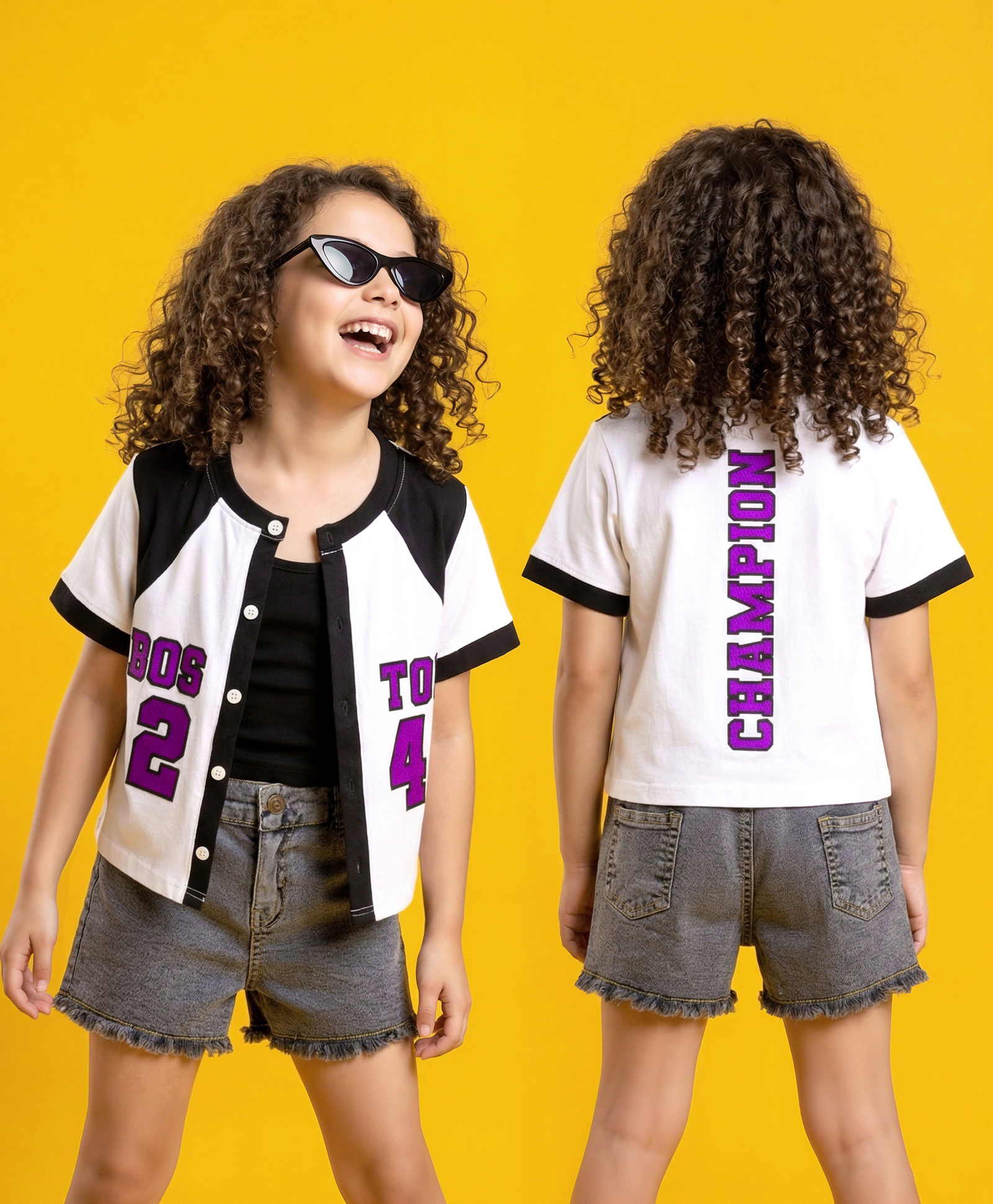 OLLINGTON ST. Cotton Half Sleeves Shirt & Denim Shorts With Inner Lycra Top Set - Multicolor & Black-image-20