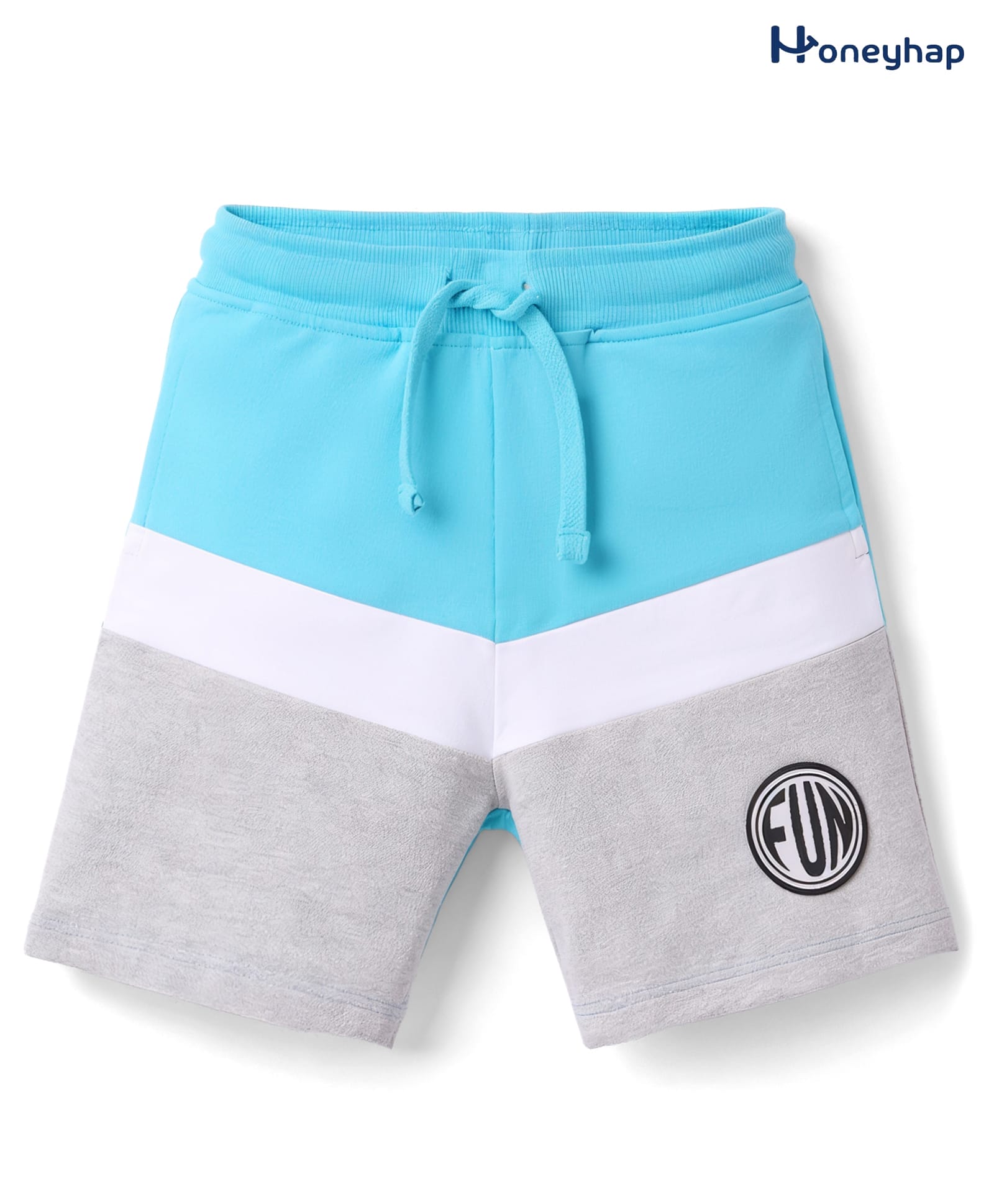 Honeyhap Premium 100% Cotton Knit with Bio Finish Shorts with Badge Detailing - Bachelor Button-picture-19