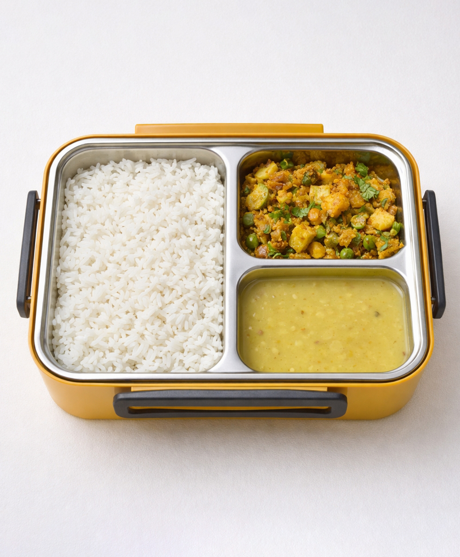 Honor Your Home Portable Lunch Box With Spoon and Fork|BPA Free|Leak Resistant|3 compartment with spoon and fork, 1 Dip Container|1000ML|Perfect for School Kids & Outdoors| Mustard-image-16