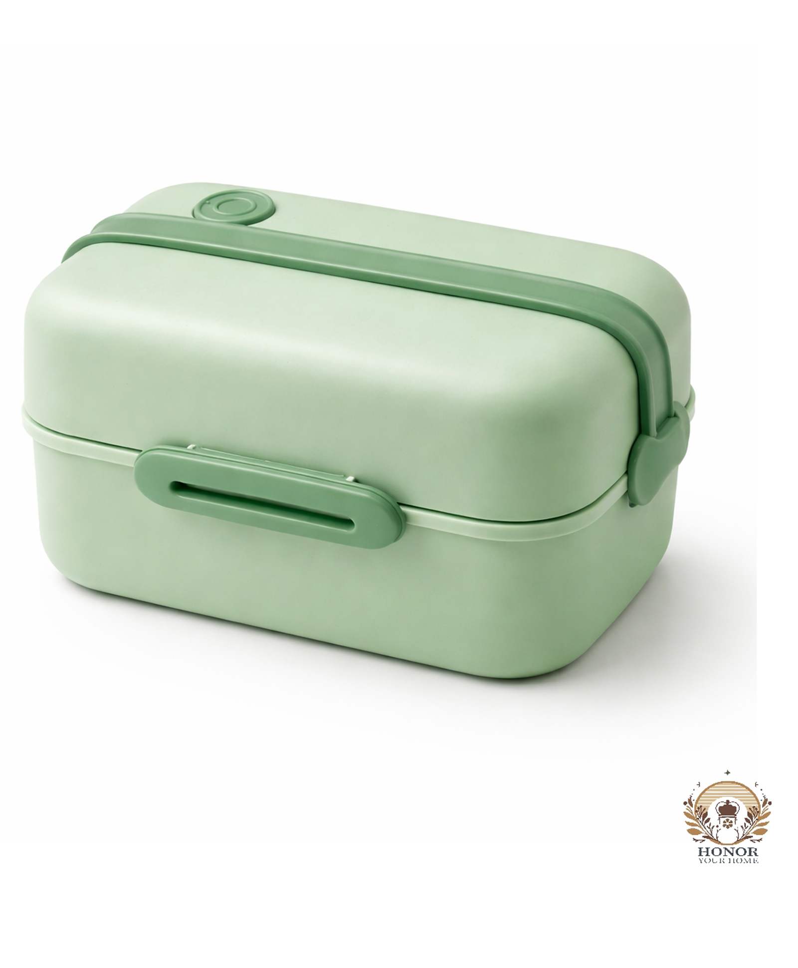 Honor Your Home Portable Lunch Box With Handle |bpa Free|leak Resistant|2 Compartment, 1 Spoon 1 Fork|900ml|perfect for School Kids & Outdoors|green-image-31