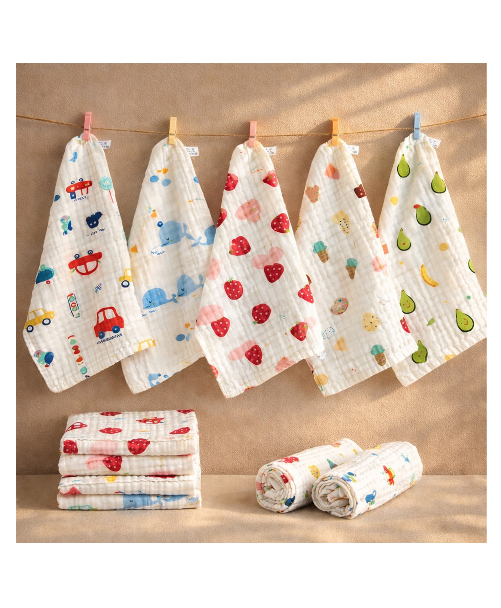 Honor Your Home 100% 6 Layer Muslin Burp Cloth/wash Cloth - White-image-34