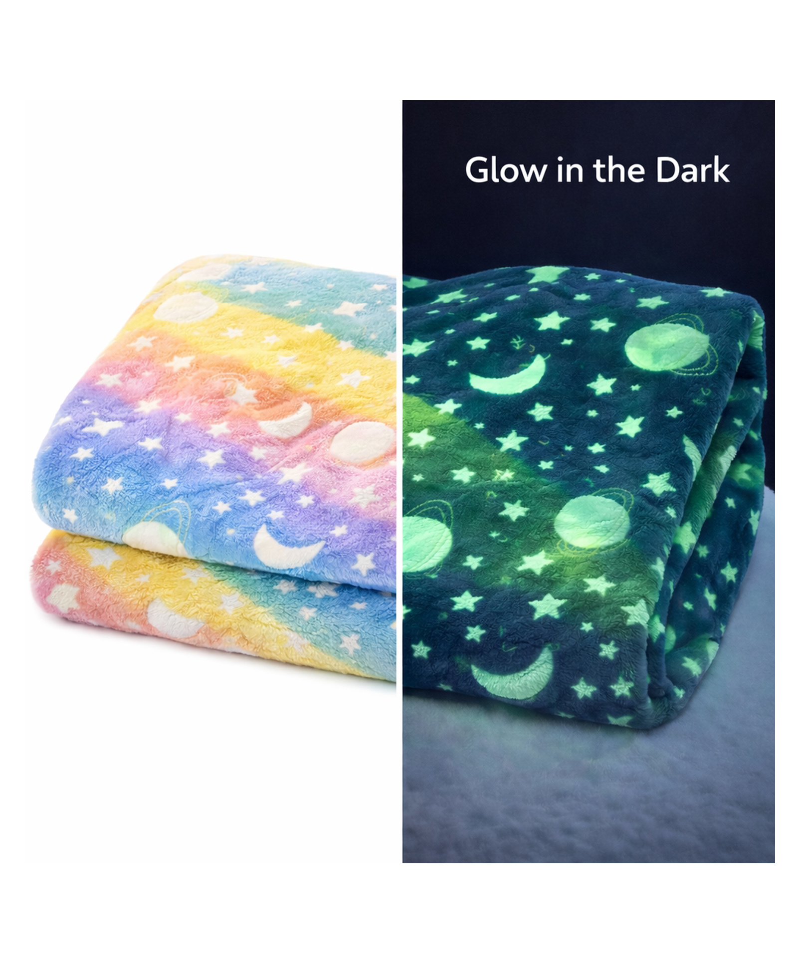 Honor Your Home Glow in the dark blanket (Moon) - Multicolour